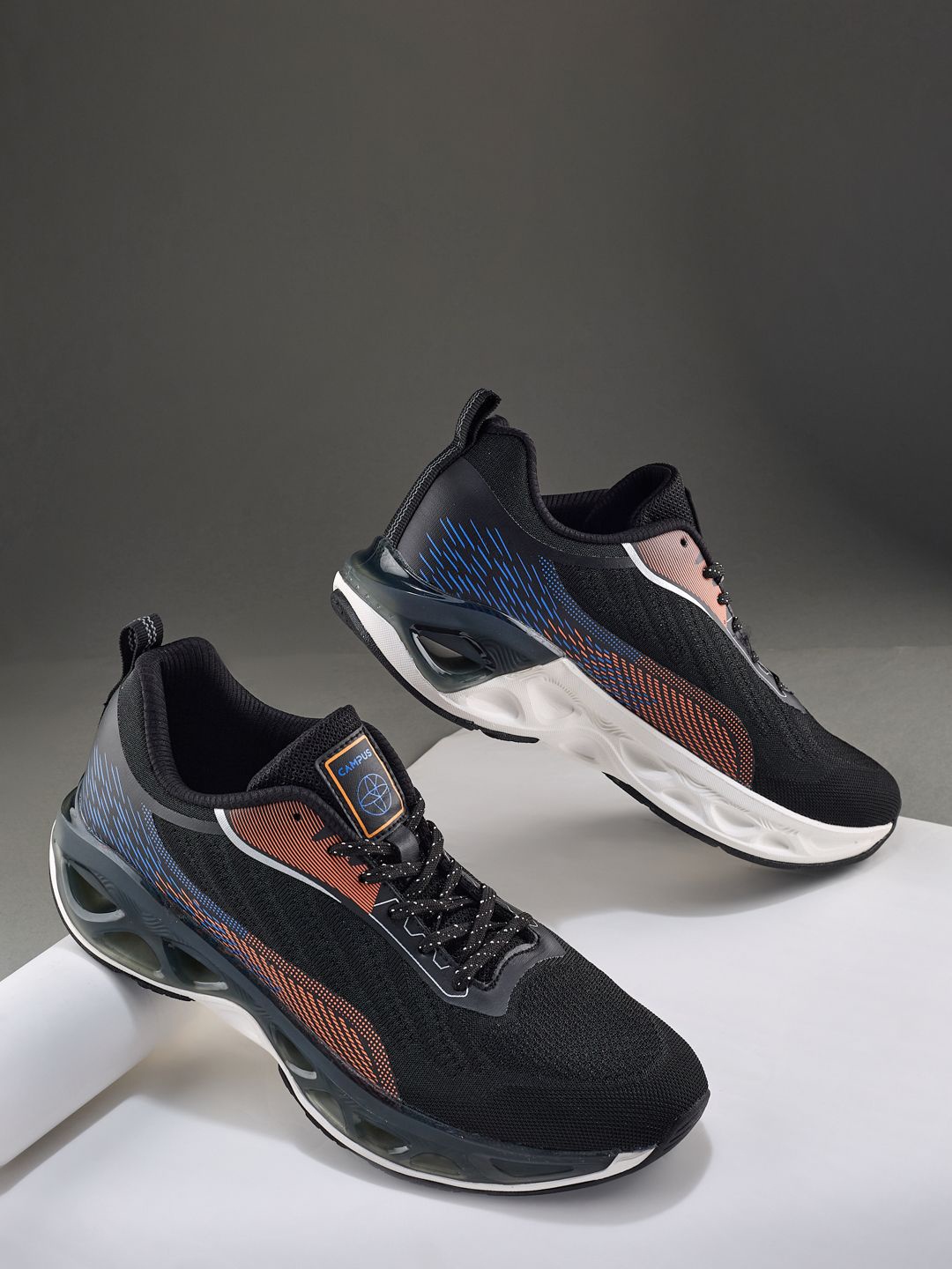 

Campus Men Mesh Running Non-Marking Shoes, Black