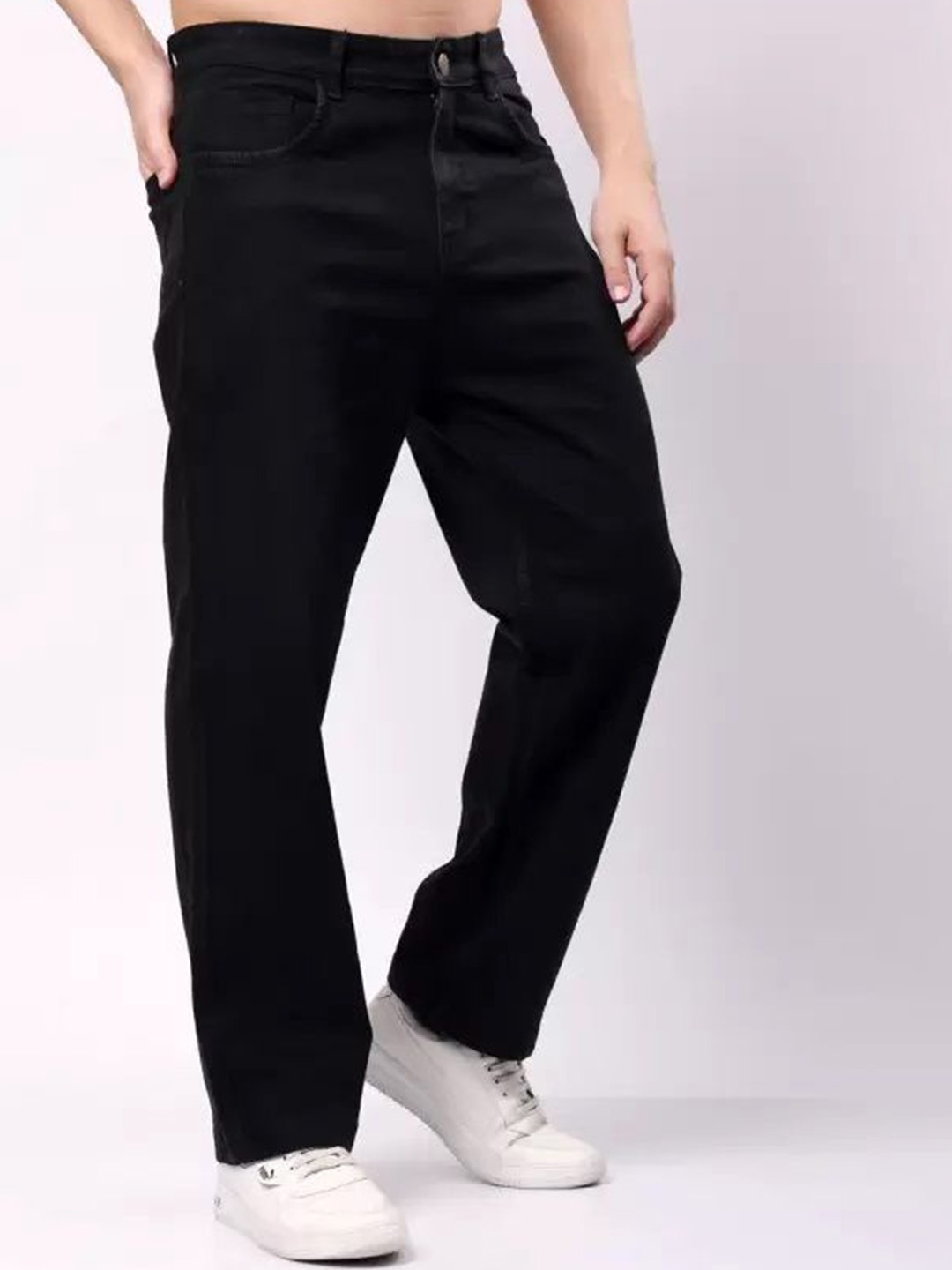 

COMFITS Men Cotton Classic Low Distress Jeans, Black