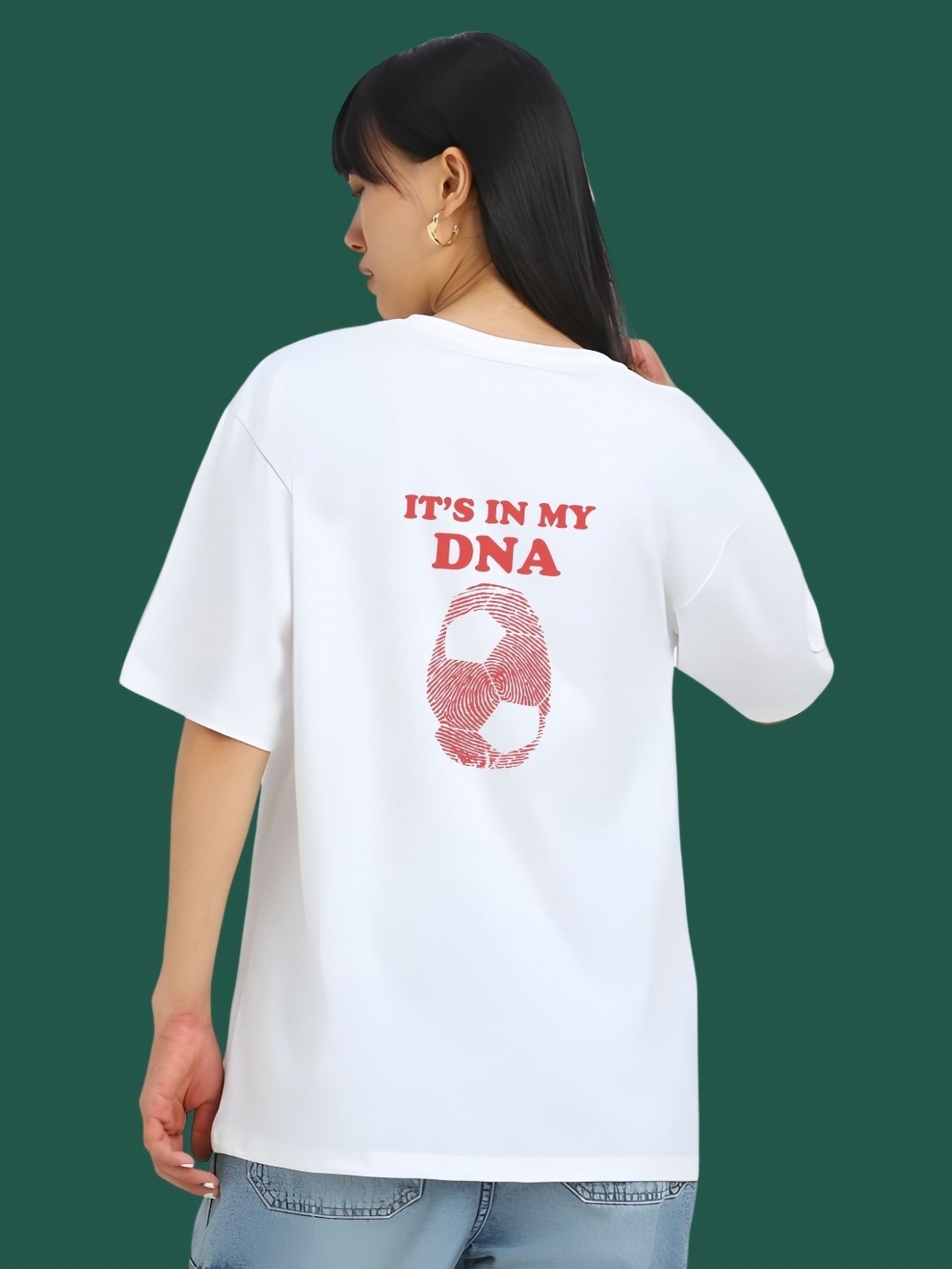 

DressBerry Women Typography Printed Round Neck Cotton Oversized T-shirt, White