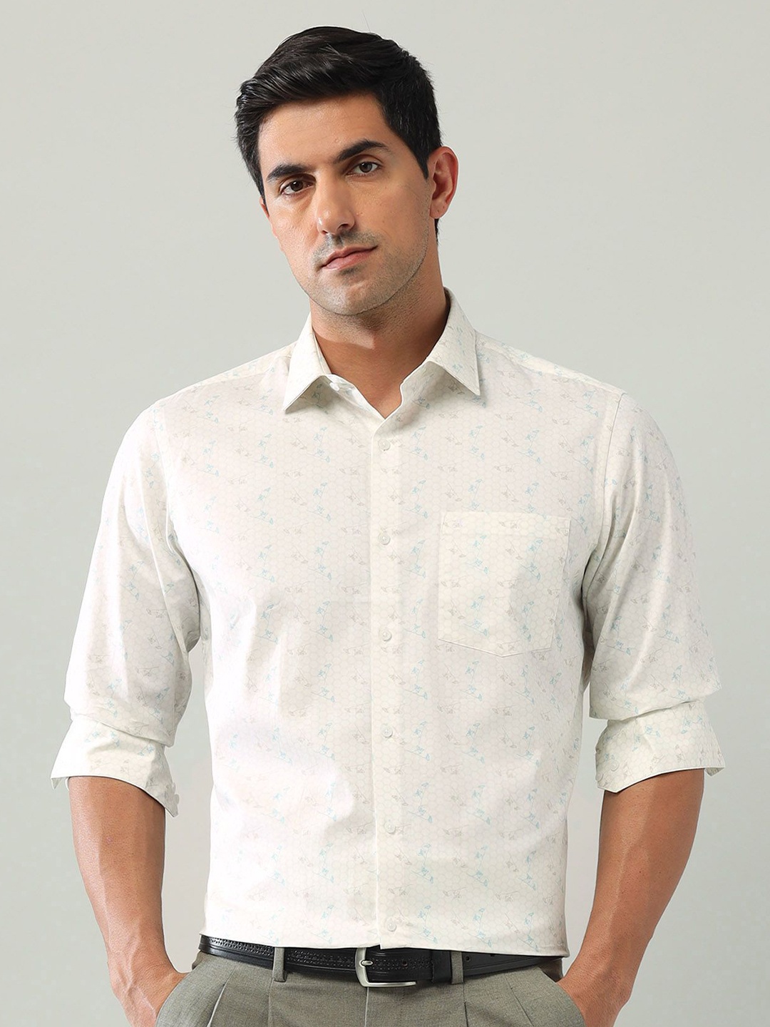 

Arrow Men Classic Floral Opaque Printed Formal Shirt, Beige