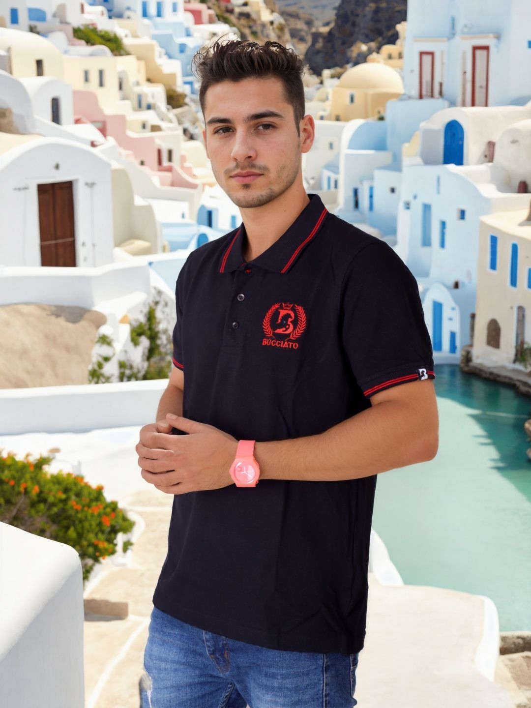 

Bucciato Private Limited Men Solid Polo Collar Cotton T-shirt, Black