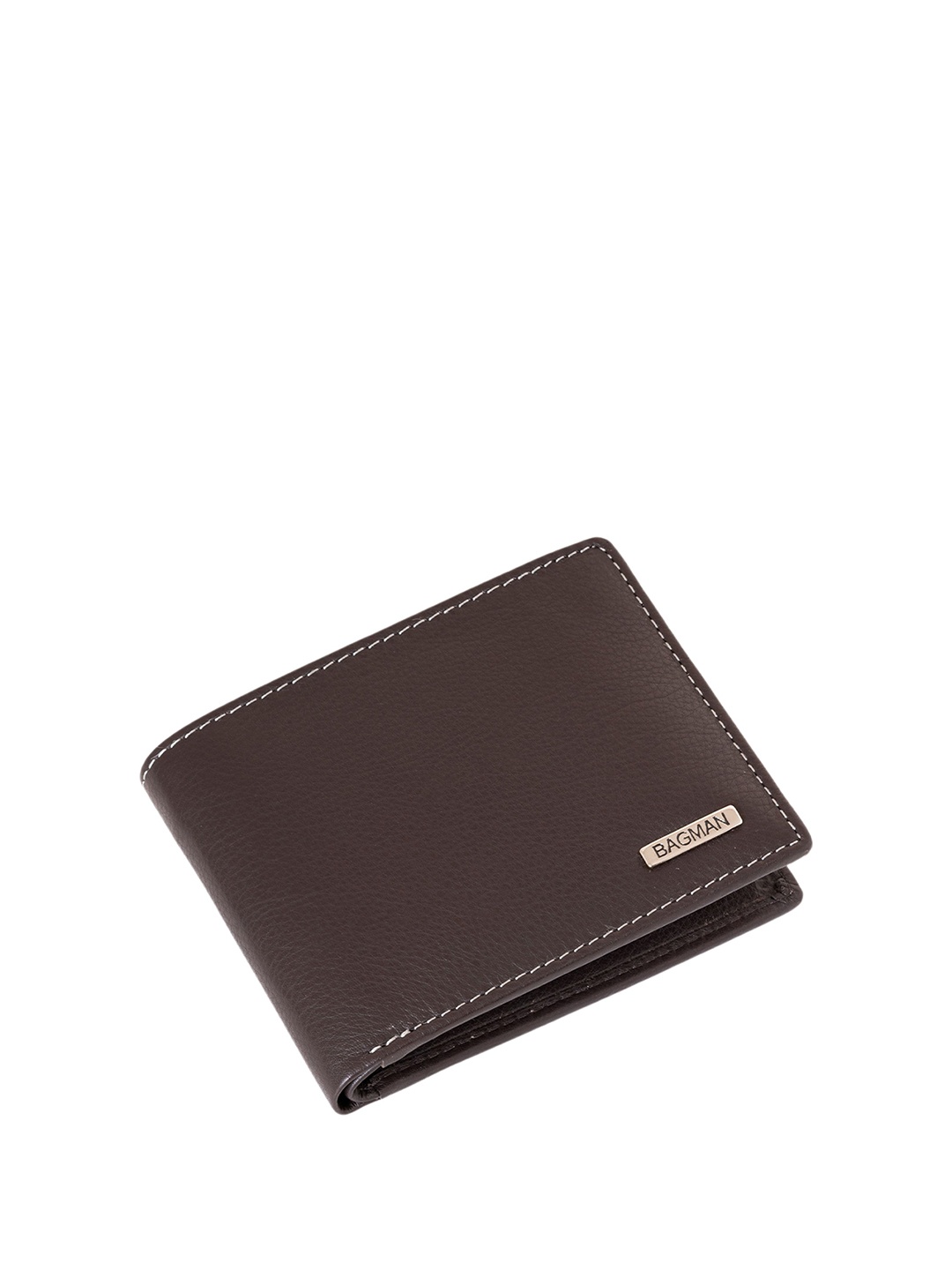 

BAGMAN Men Leather Two Fold Wallet, Brown