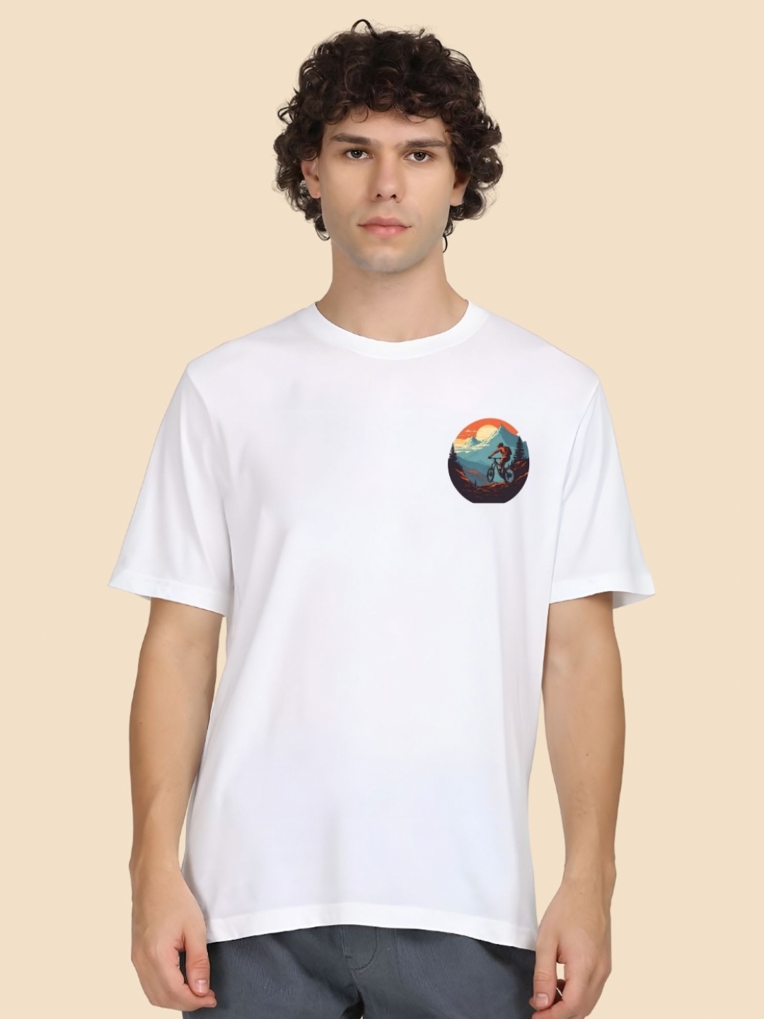 

SZN Men Graphic Printed Round Neck Relaxed Fit Cotton T-shirt, White