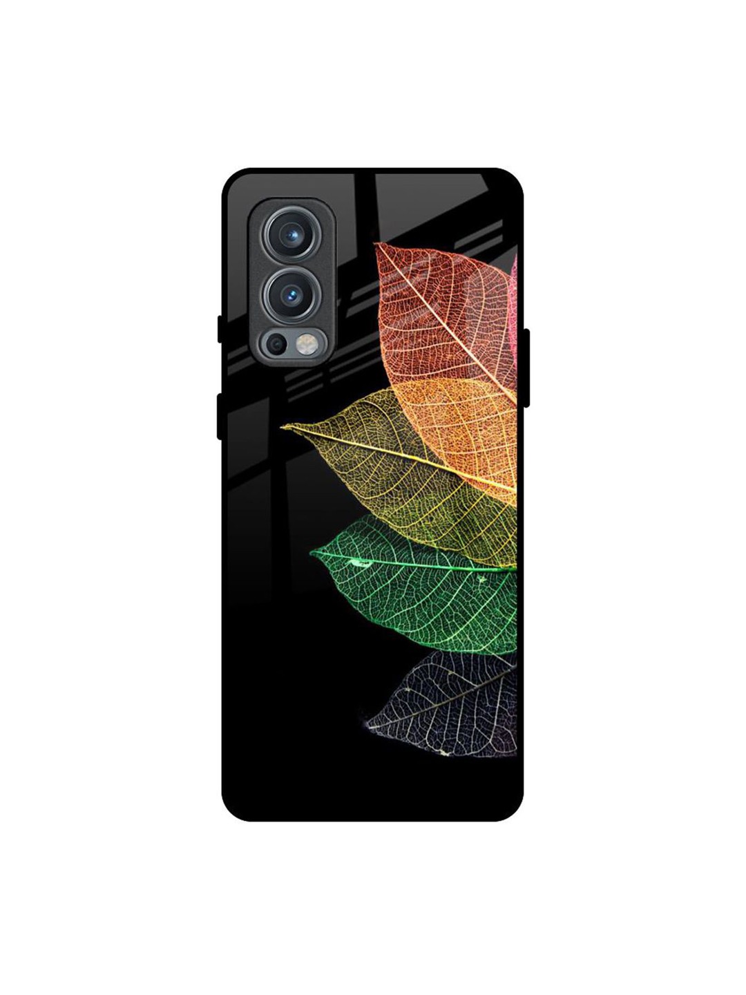 

QRIOH Colorful Leaves Real Printed Oneplus Nord 2 Back Case, Black