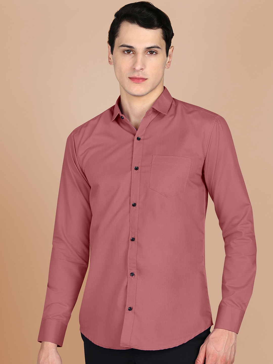 

Fibermill Men Slim Fit Opaque Casual Shirt, Coral