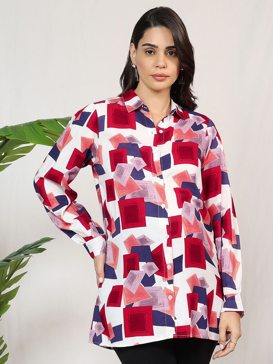 

MomToBe Print Shirt Style Longline Top, Multi