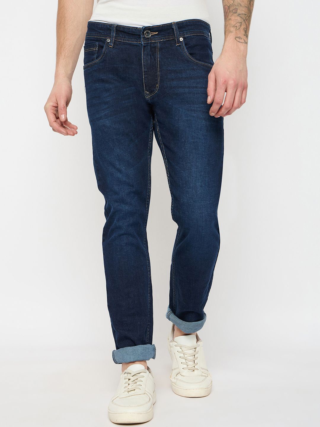 

Duke Men Slim Fit Light Fade Stretchable Mid-Rise Jeans, Blue