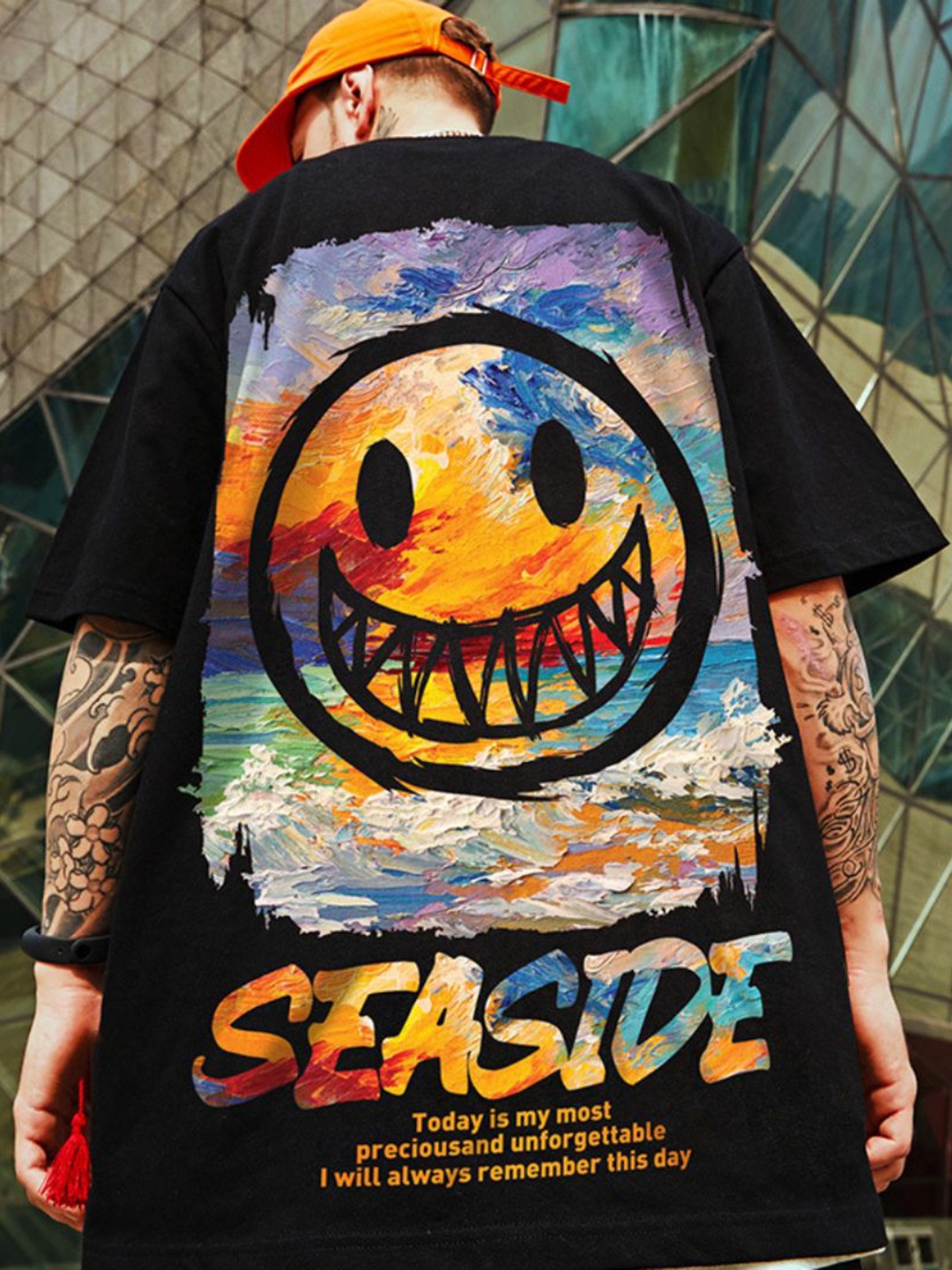 

StyleCast Men Graphic Printed Round Neck Relaxed Fit T-shirt, Black