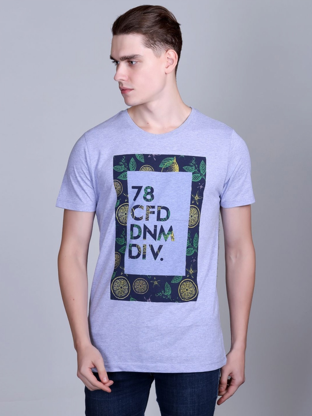 

CONFIDENCE Men Graphic Printed Round Neck Cotton Slim Fit T-shirt, Blue