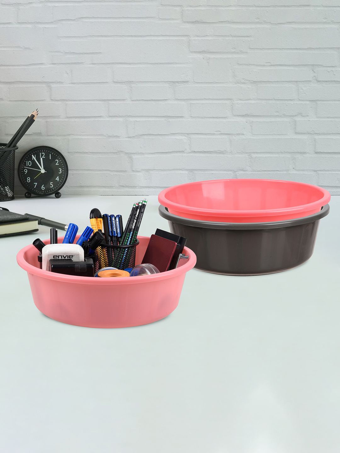 

Kuber Industries Grey & Pink 3 Pieces Regular Multi-Utility Organisers