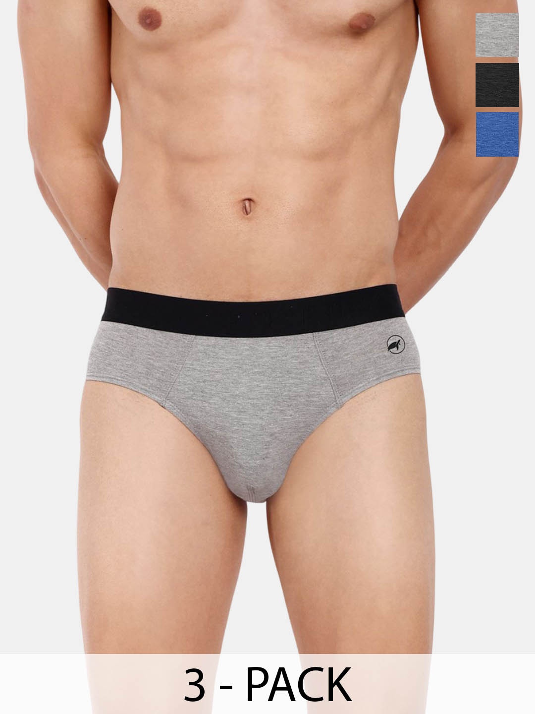 

LOGGERHEAD Pack Of 3 Cotton Hipster Briefs LHFB004-Grey-Black-Blue