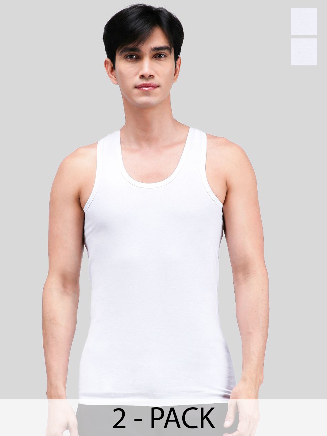 

AMUL COMFY Pack Of 2 Pure Cotton Undershirt Innerwear Vests AC-PLVESTWHTRN-WHT-S-2PC, White