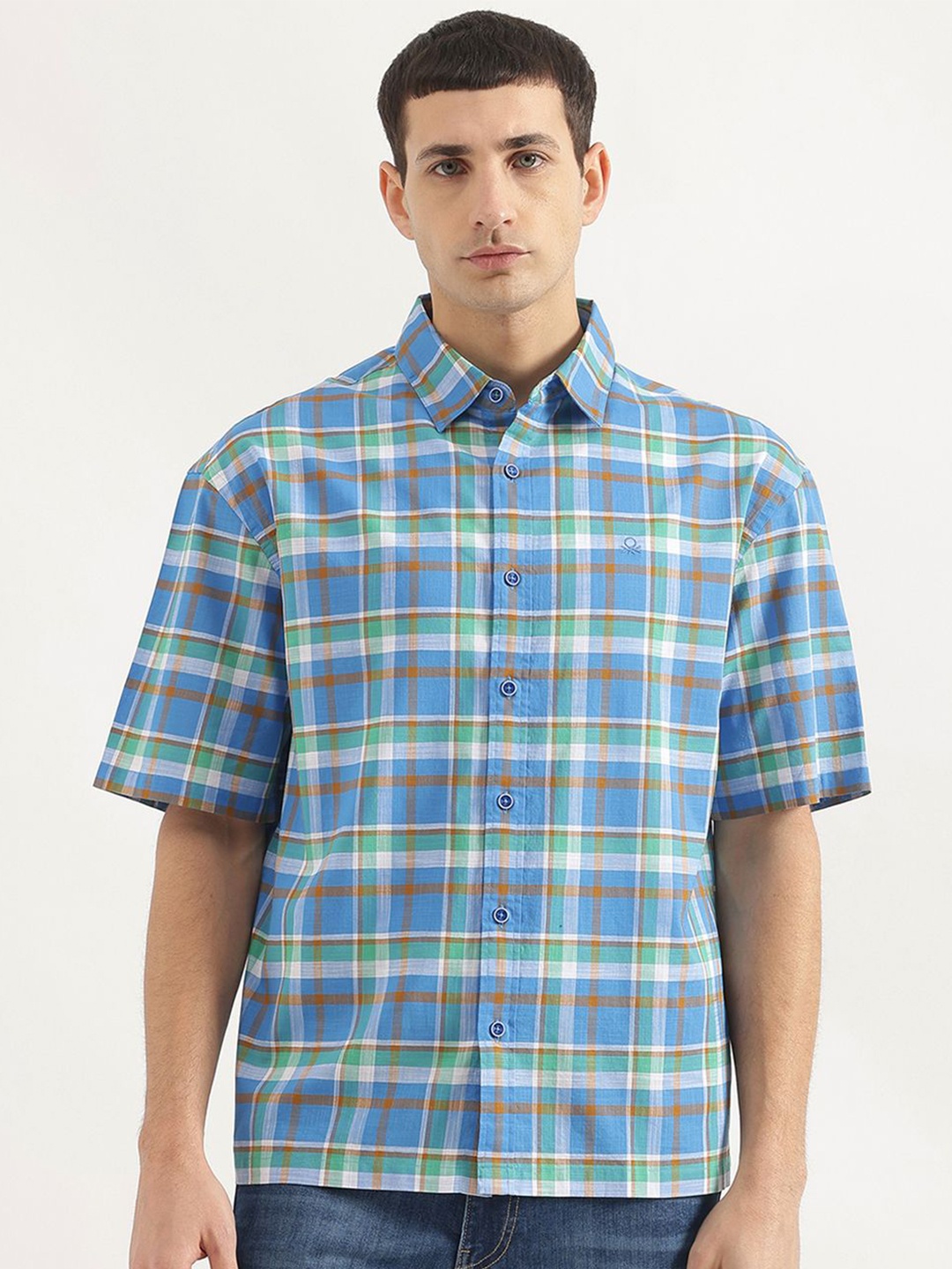 

United Colors of Benetton Men Tartan Checks Opaque Checked Casual Shirt, Multi