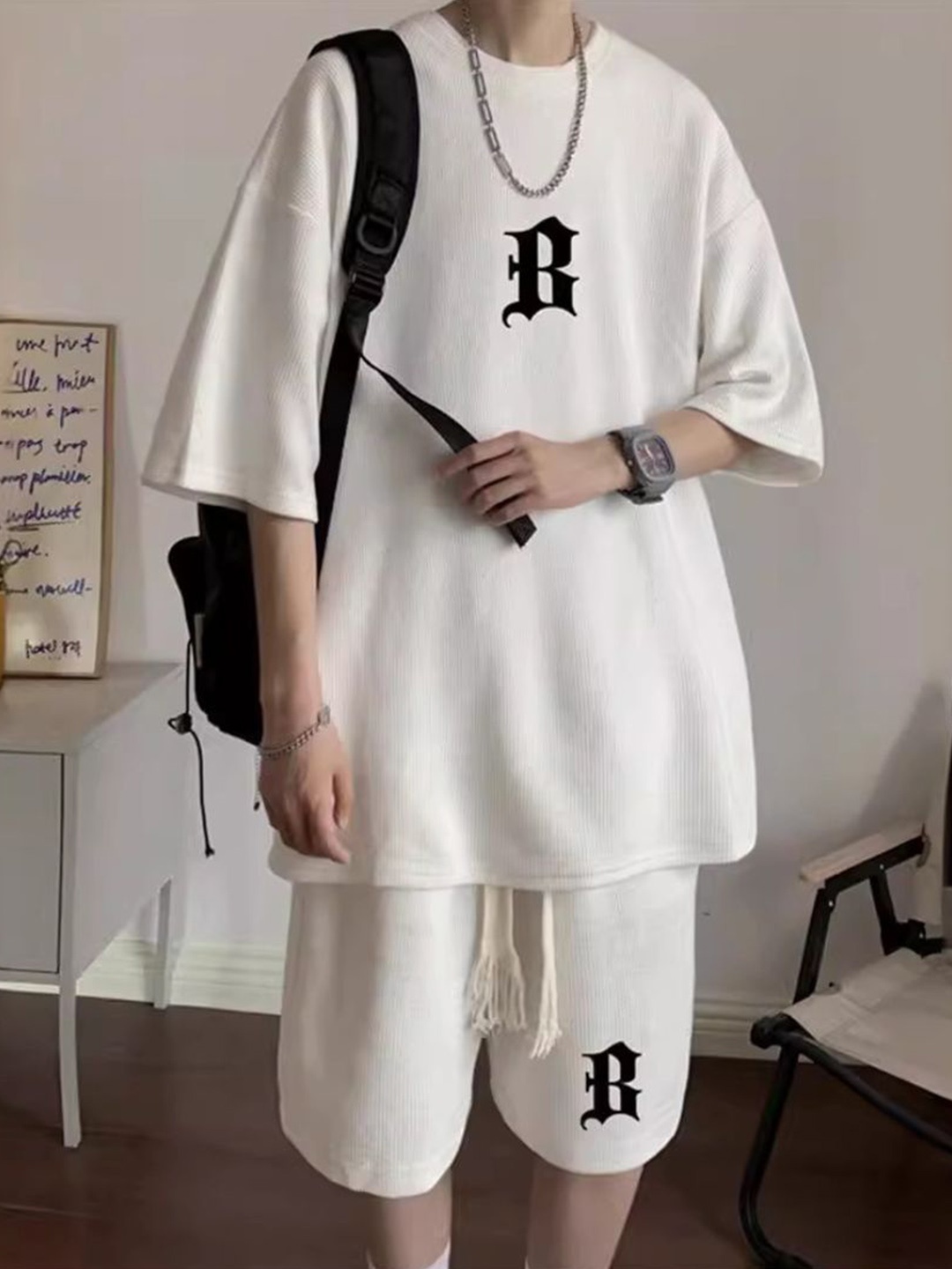 

StyleCast Typography Printed T-Shirt With Shorts, White