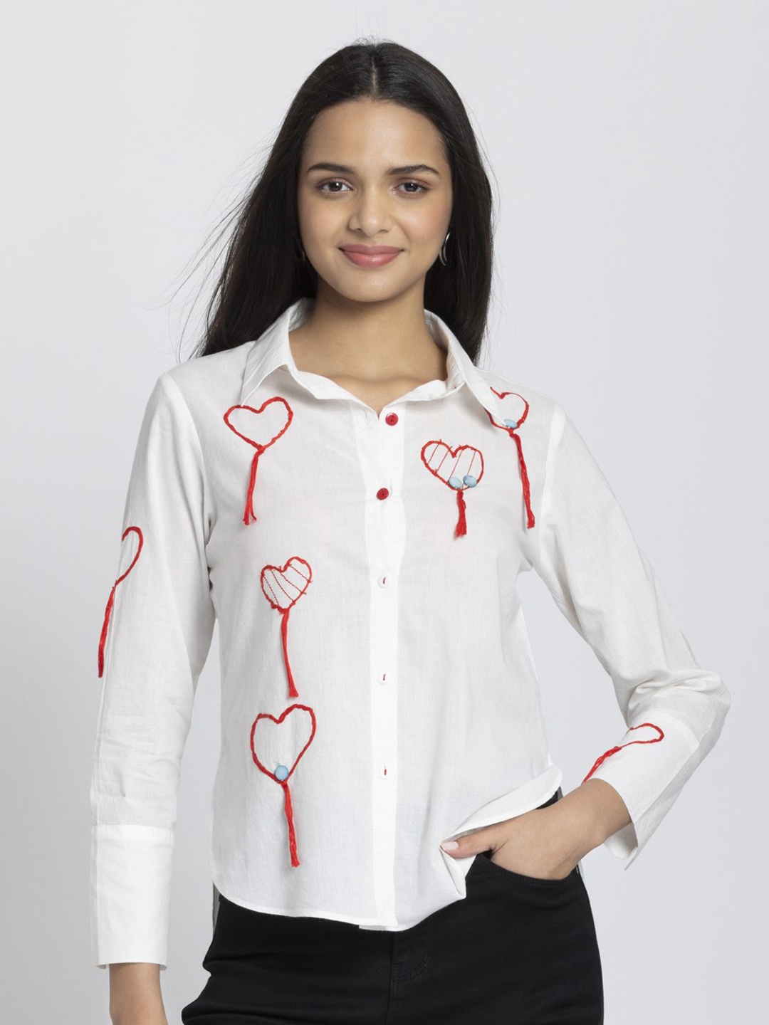 

SHAYE Women Relaxed Opaque Casual Shirt, White
