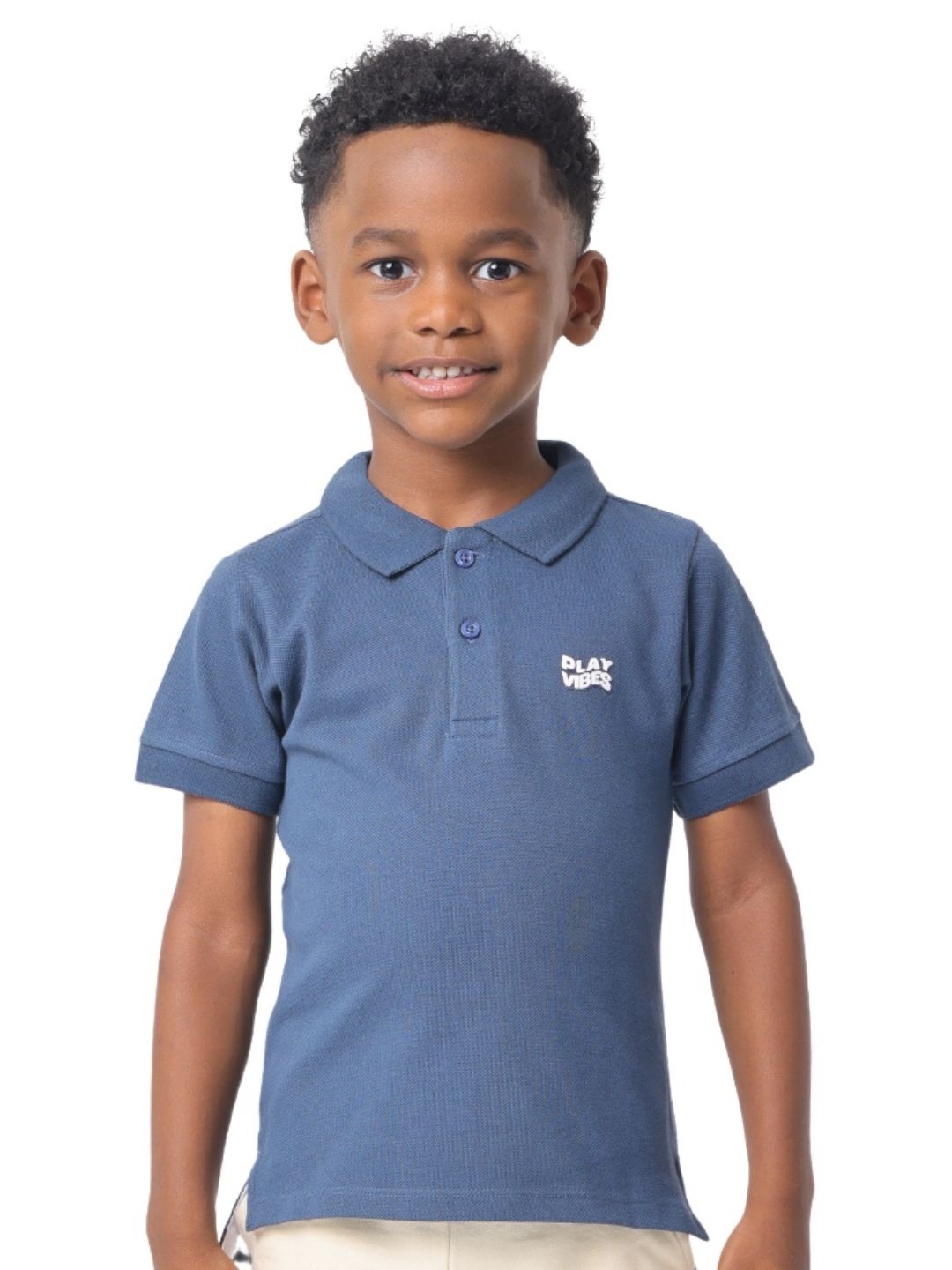 

Nuego Kids Boys Bio Finish Solid Polo Collar Cotton T-shirt, Blue