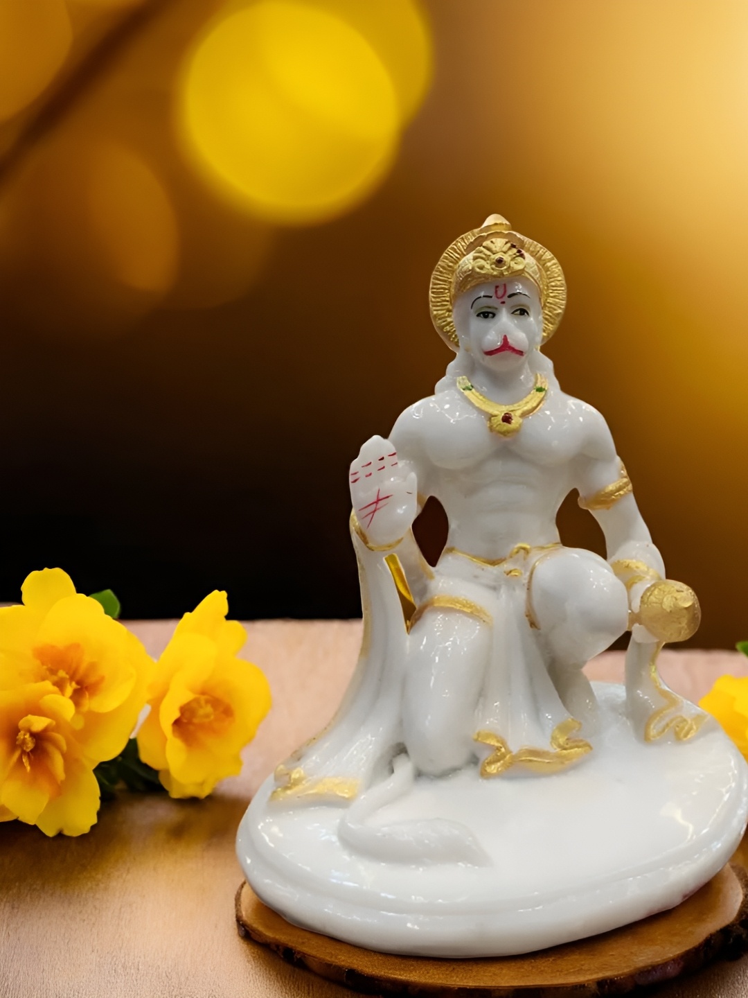

Vrinban International White Lord Hanuman Religious Idol Marble Showpiece