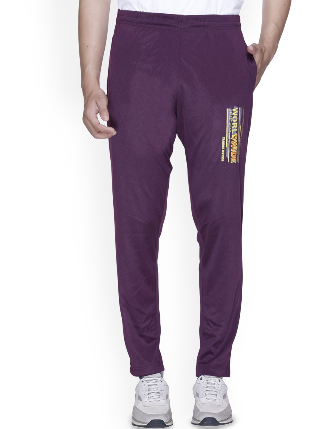 

A & Y Men Cotton Mid Rise Elastecated Track Pants, Purple