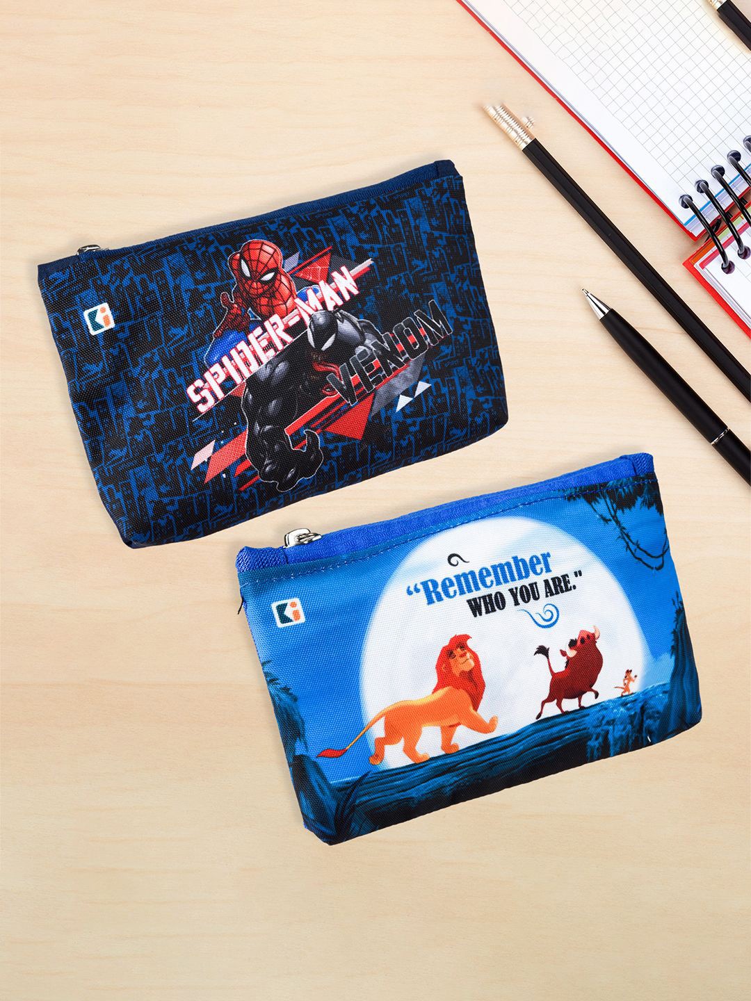 

Kuber Industries Kids Set of 2 Printed Square Pencil Pouch Cases Stationery, Blue