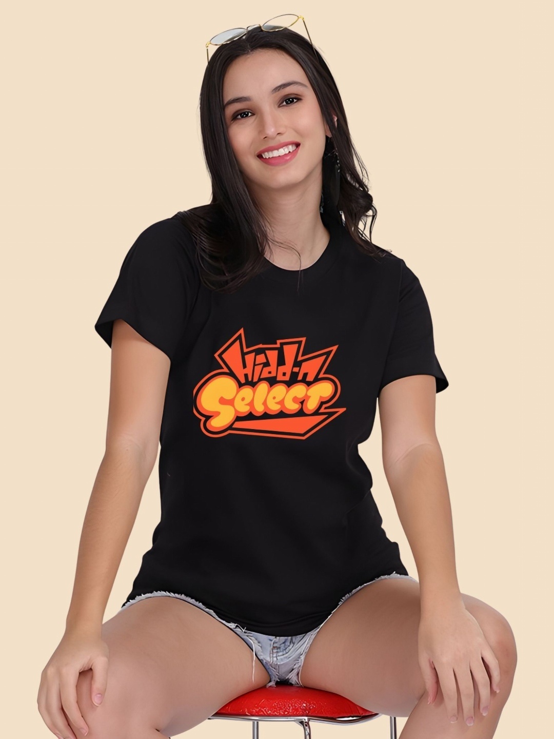

SZN Women Typography Printed Round Neck Cotton T-shirt, Black