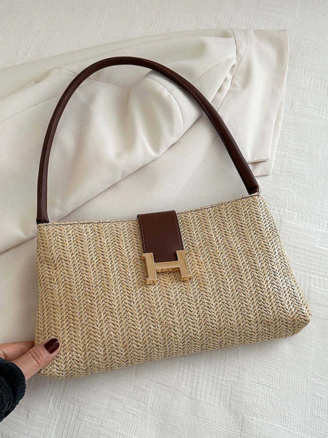 

LULU & SKY PU Shopper Tote Bag with Fringed, Brown