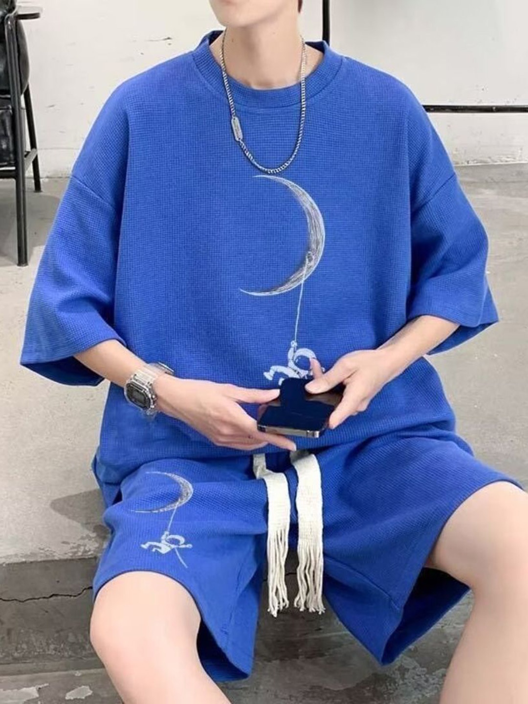 

StyleCast Blue Printed T-Shirt With Shorts