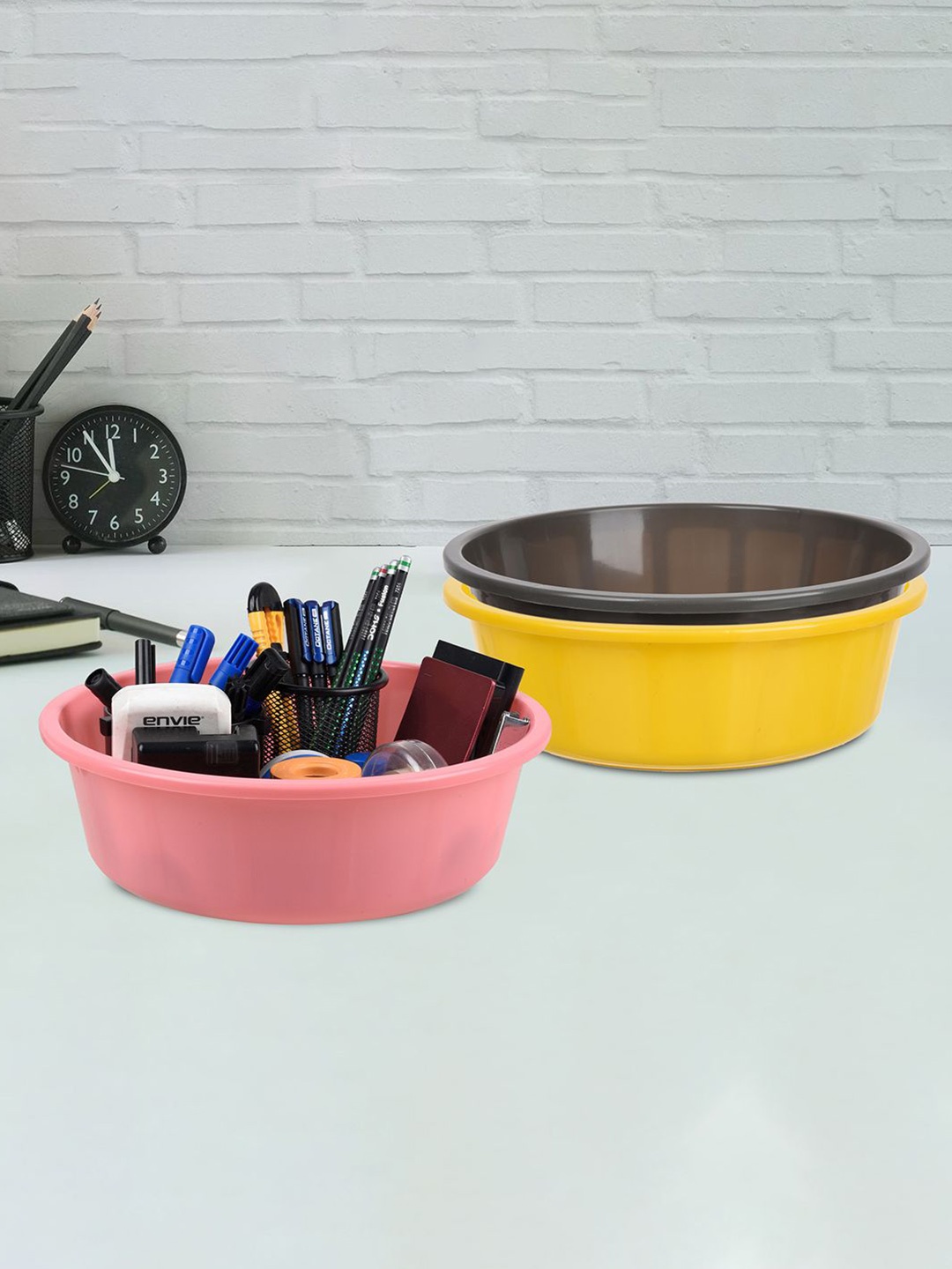

Kuber Industries Yellow and Grey 3 Pieces Multipurpose Storage Desk Organisers
