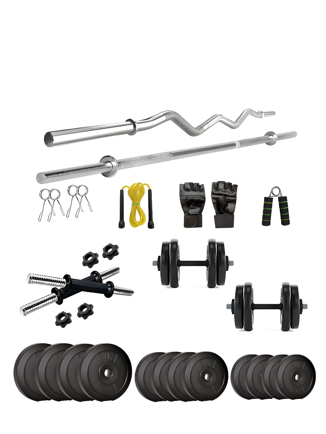 

Anythingbasic Set Of 30 Curl, Dumbbell Rods & Accessories Home Gym Combo, Black