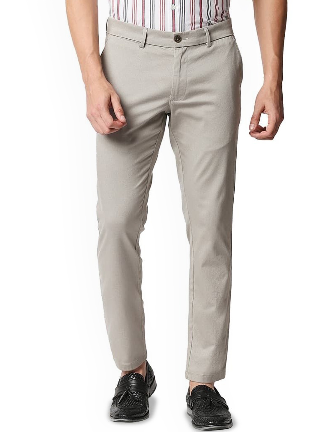 

Basics Men Printed Comfort Trousers, Grey