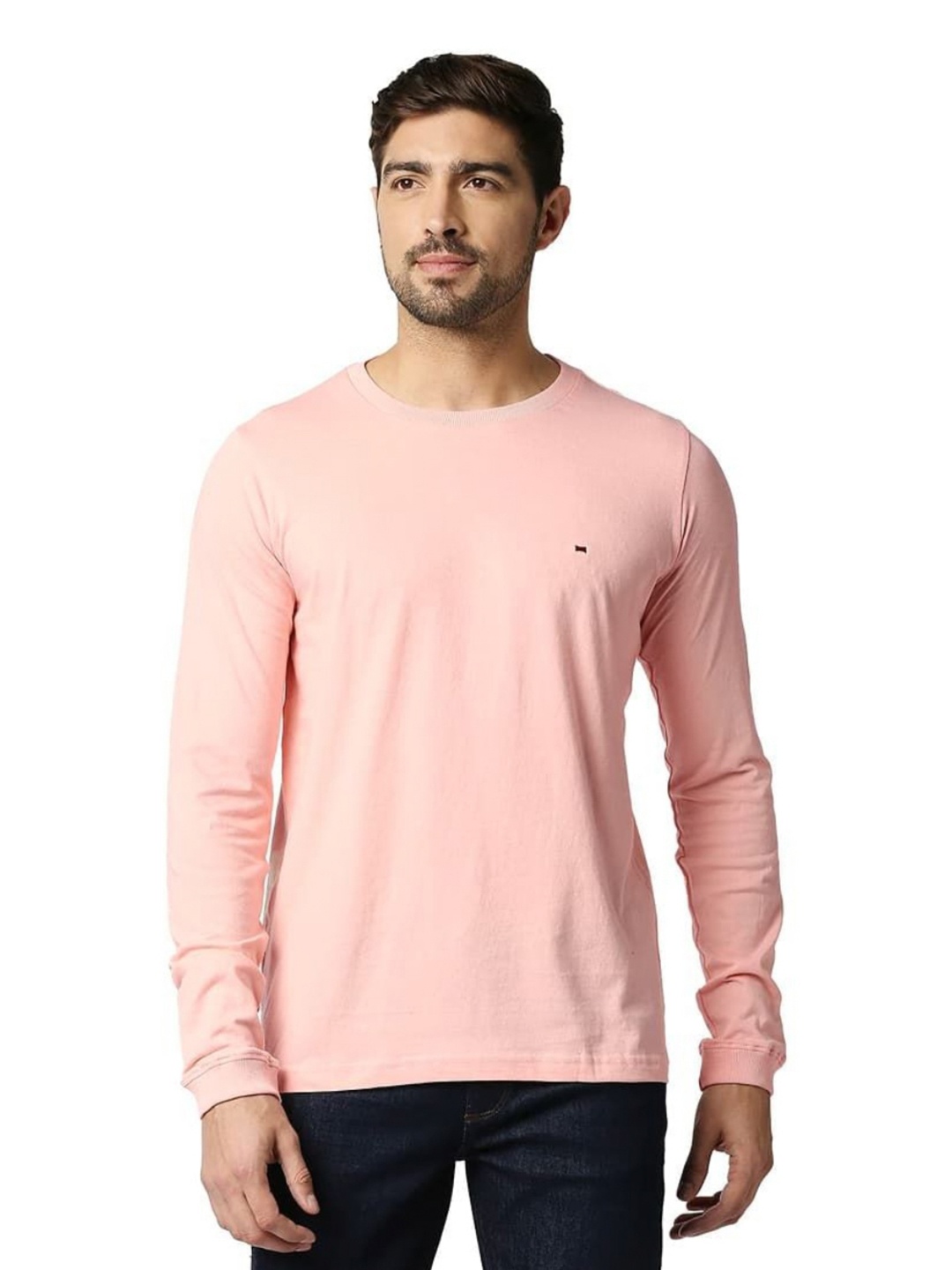 

Basics Men Typography Printed Round Neck Cotton Boxy T-shirt, Pink