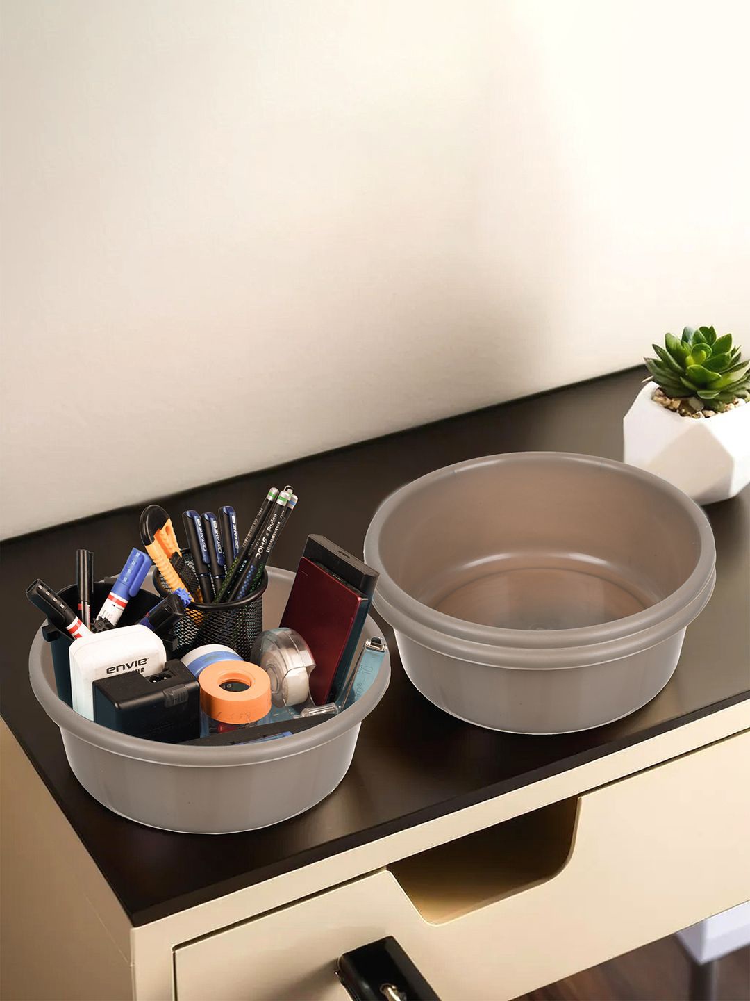 

Kuber Industries Brown 3 Pieces Multipurpose Storage Desk Organisers