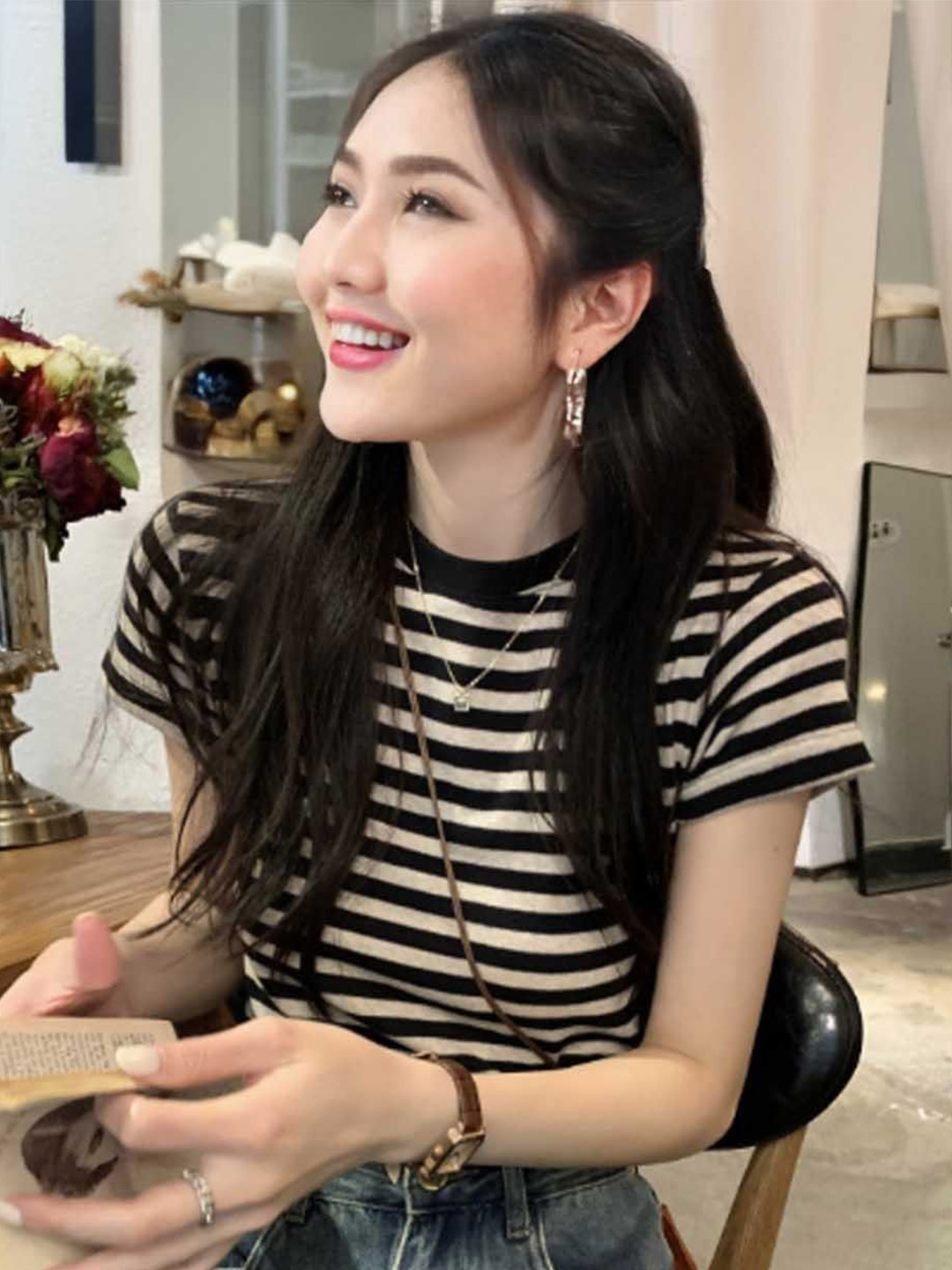 

StyleCast Striped Top, Black