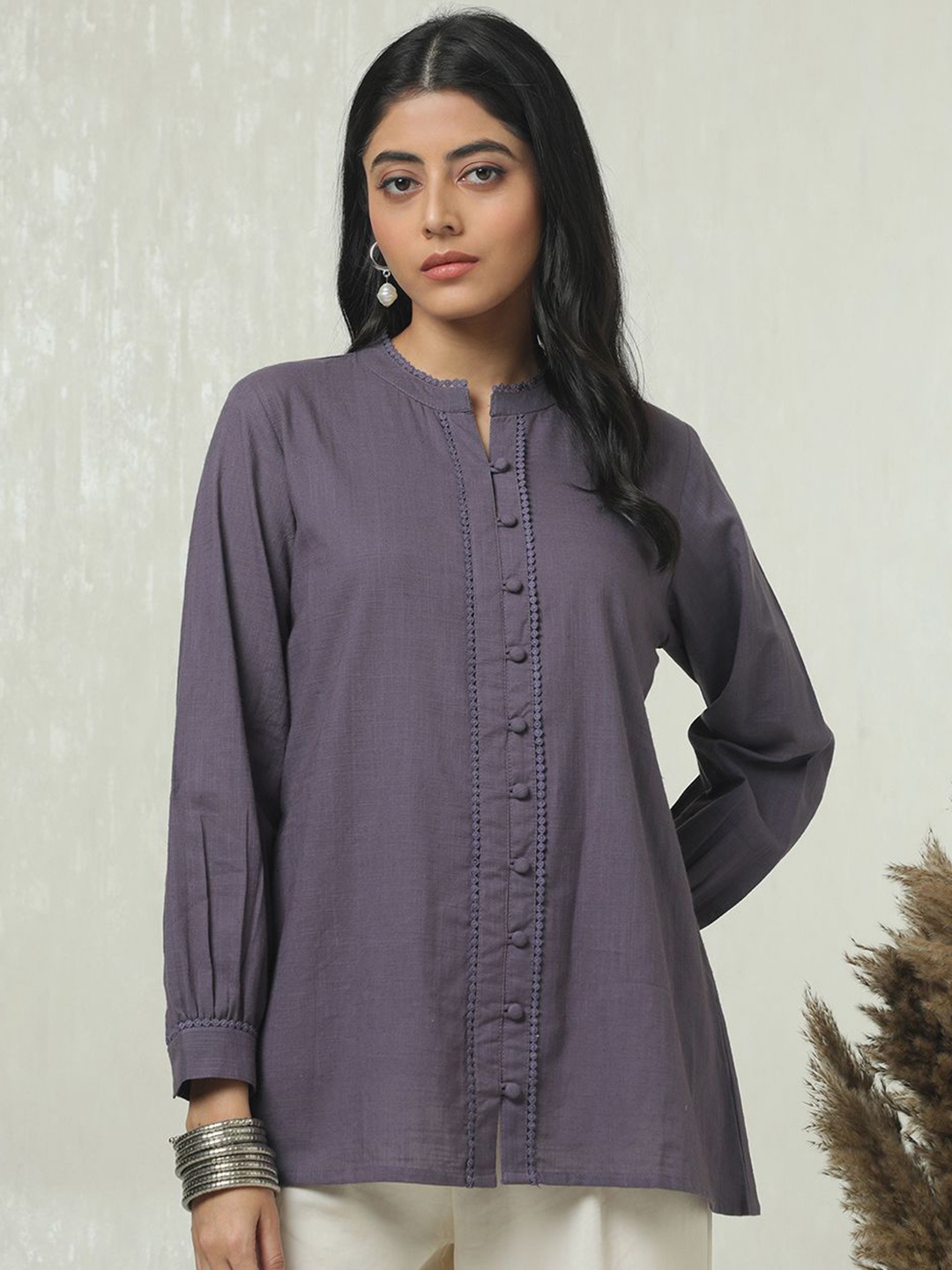 

Soch Mandarin Collar Tunic, Purple