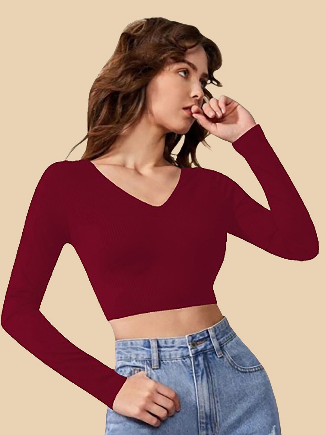 

Dream Beauty Fashion Crop Top, Maroon