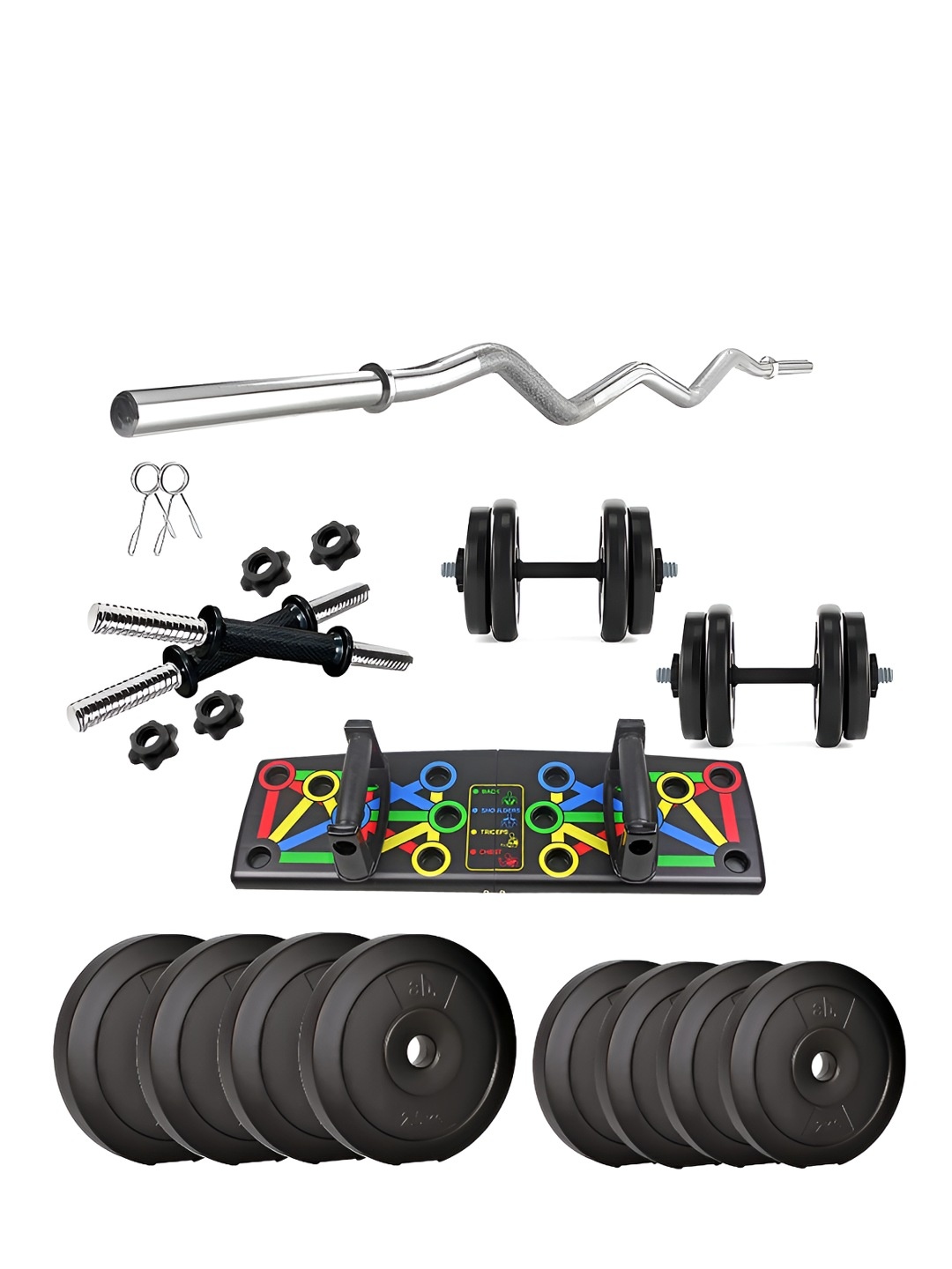 

Anythingbasic Set Of 20 Curl, Dumbbell Rods & Accessories Home Gym Combo, Black