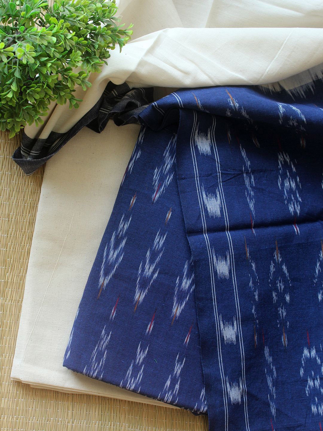 

Weaves of Tradition Abstract Woven Design Pure Cotton Unstitched Dress Material, Blue