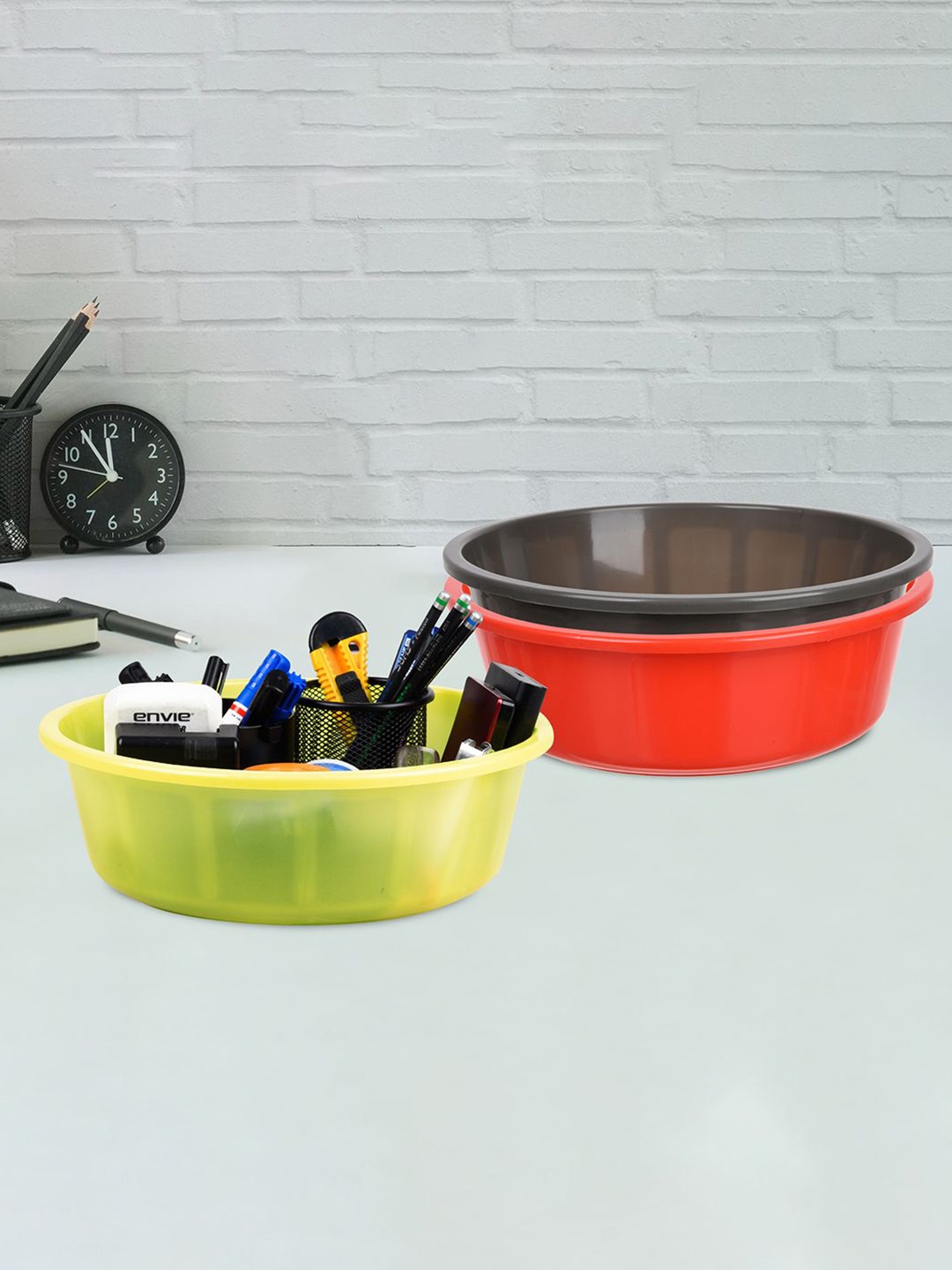 

Kuber Industries Red & Green 3 Pieces Regular Desk Organisers 6L Each