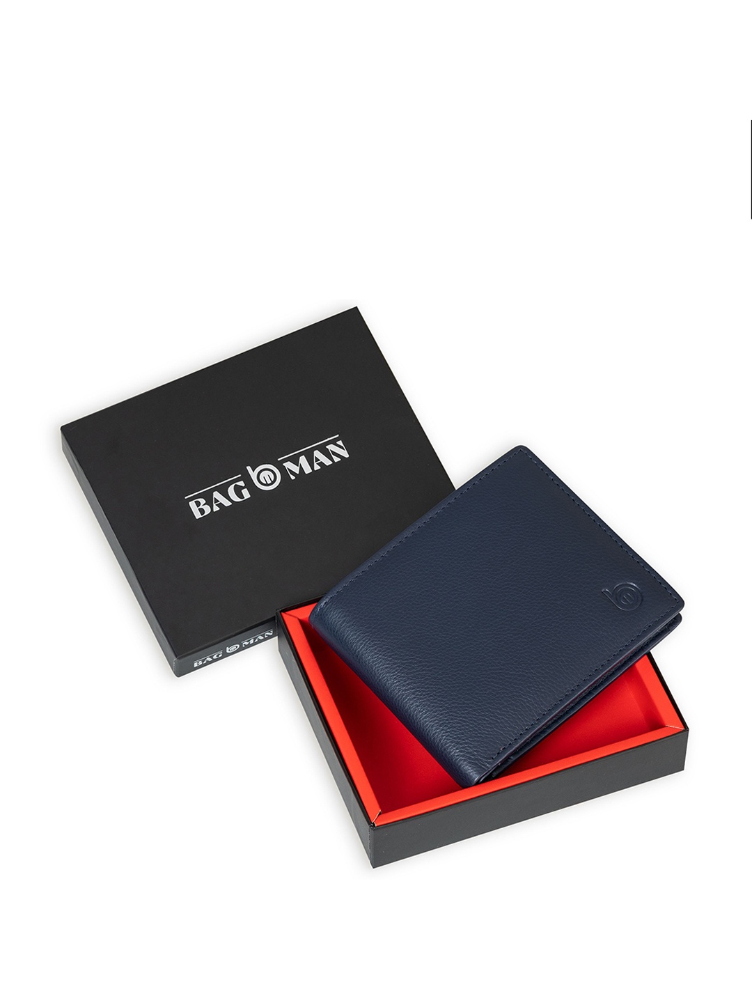 

BAGMAN Men Leather Two Fold Wallet, Blue