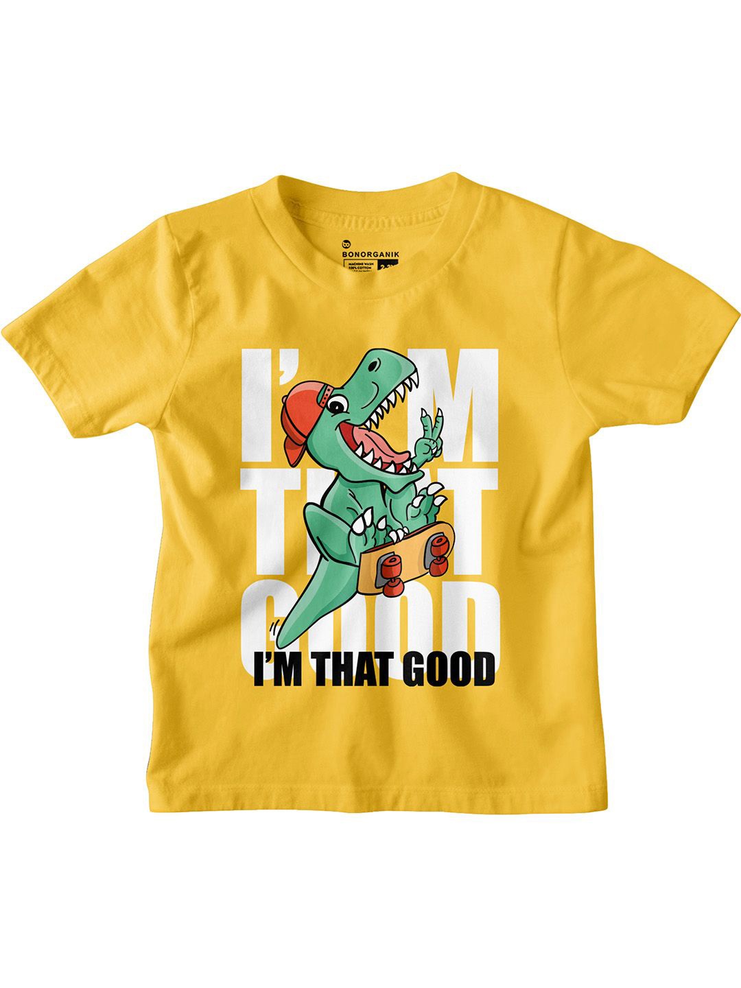 

BonOrganik Boys Graphic Printed Round Neck Cotton T-shirt, Yellow