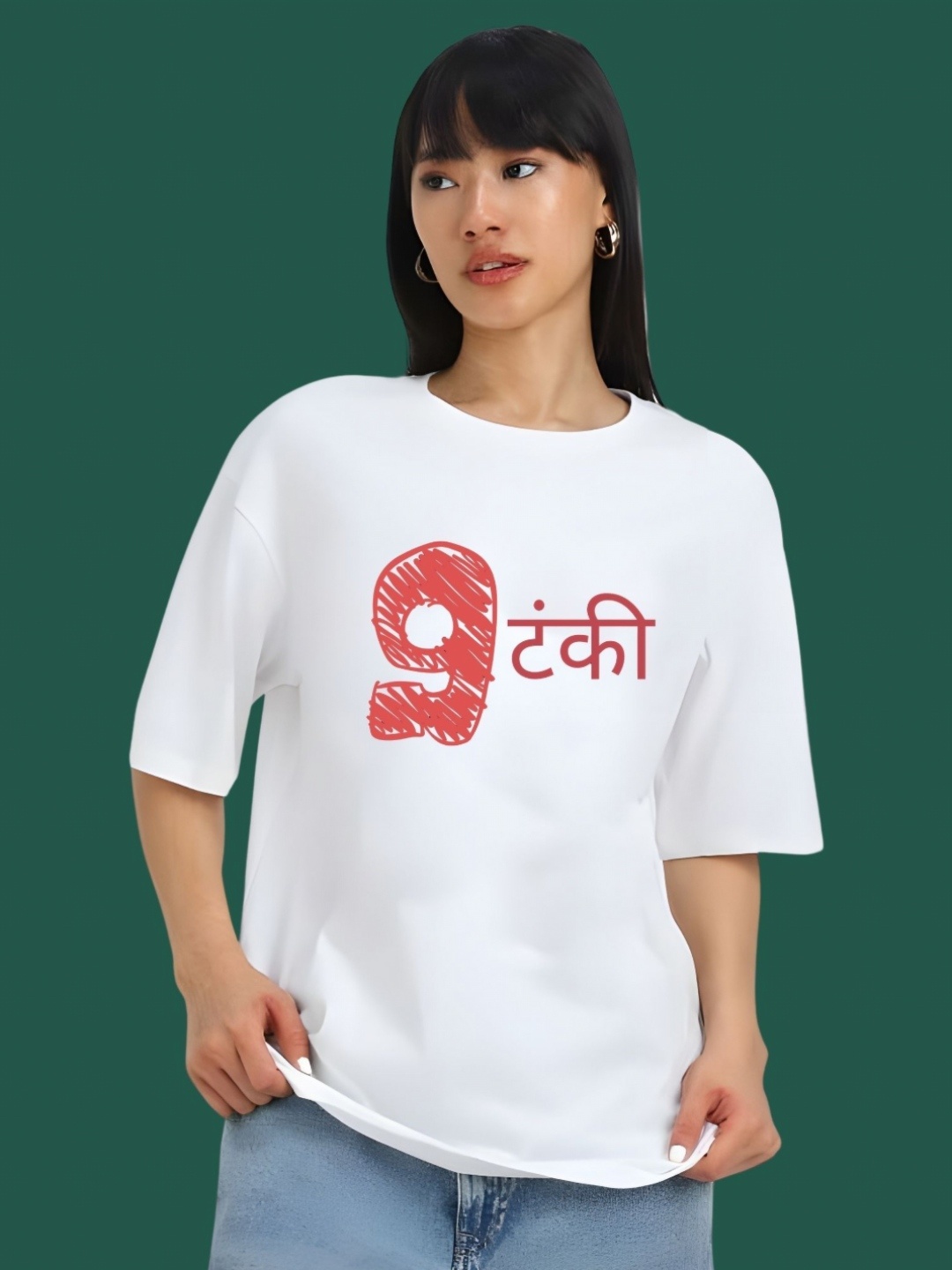 

DressBerry Women Typography Printed Round Neck Cotton Oversized T-shirt, White