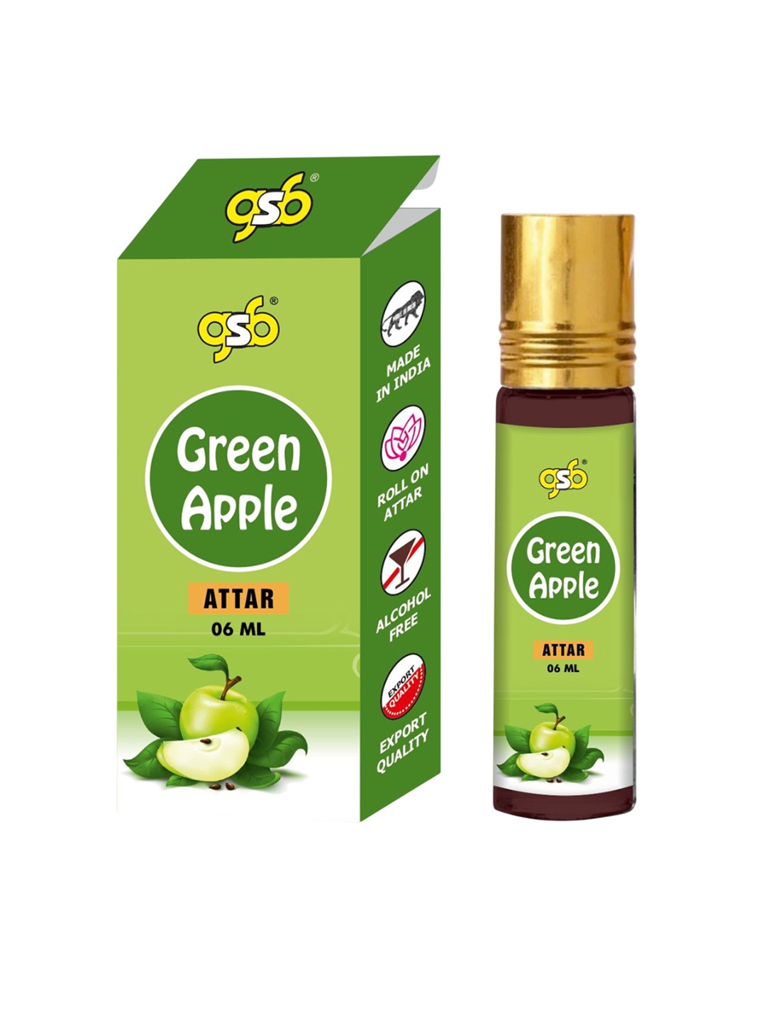 

GSB Green Apple Pure Natural Long Lasting Alcohol Free Attar 6 ml, Transparent