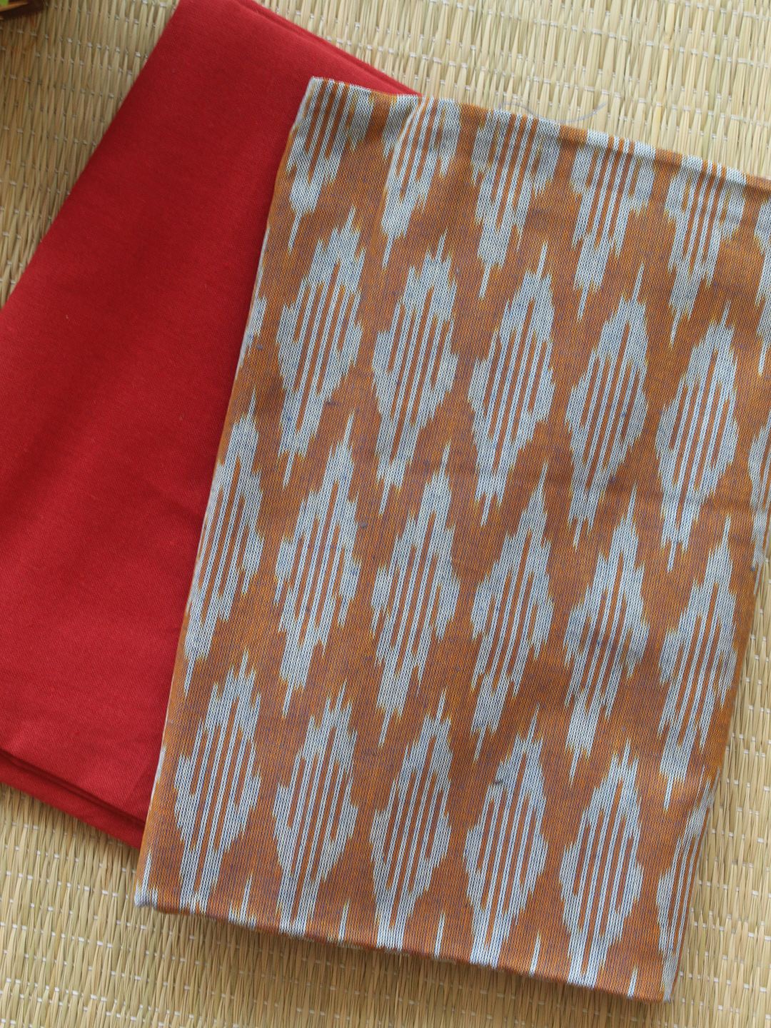 

Weaves of Tradition Ikat Printed Pure Cotton Unstitched Dress Material, Mustard