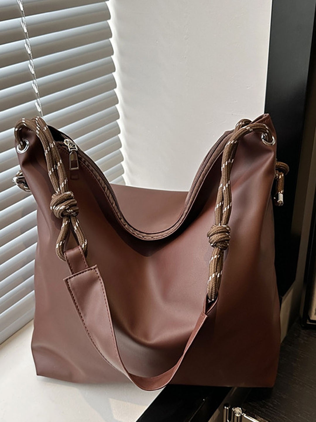

LULU & SKY PU Structured Handheld Bag, Brown