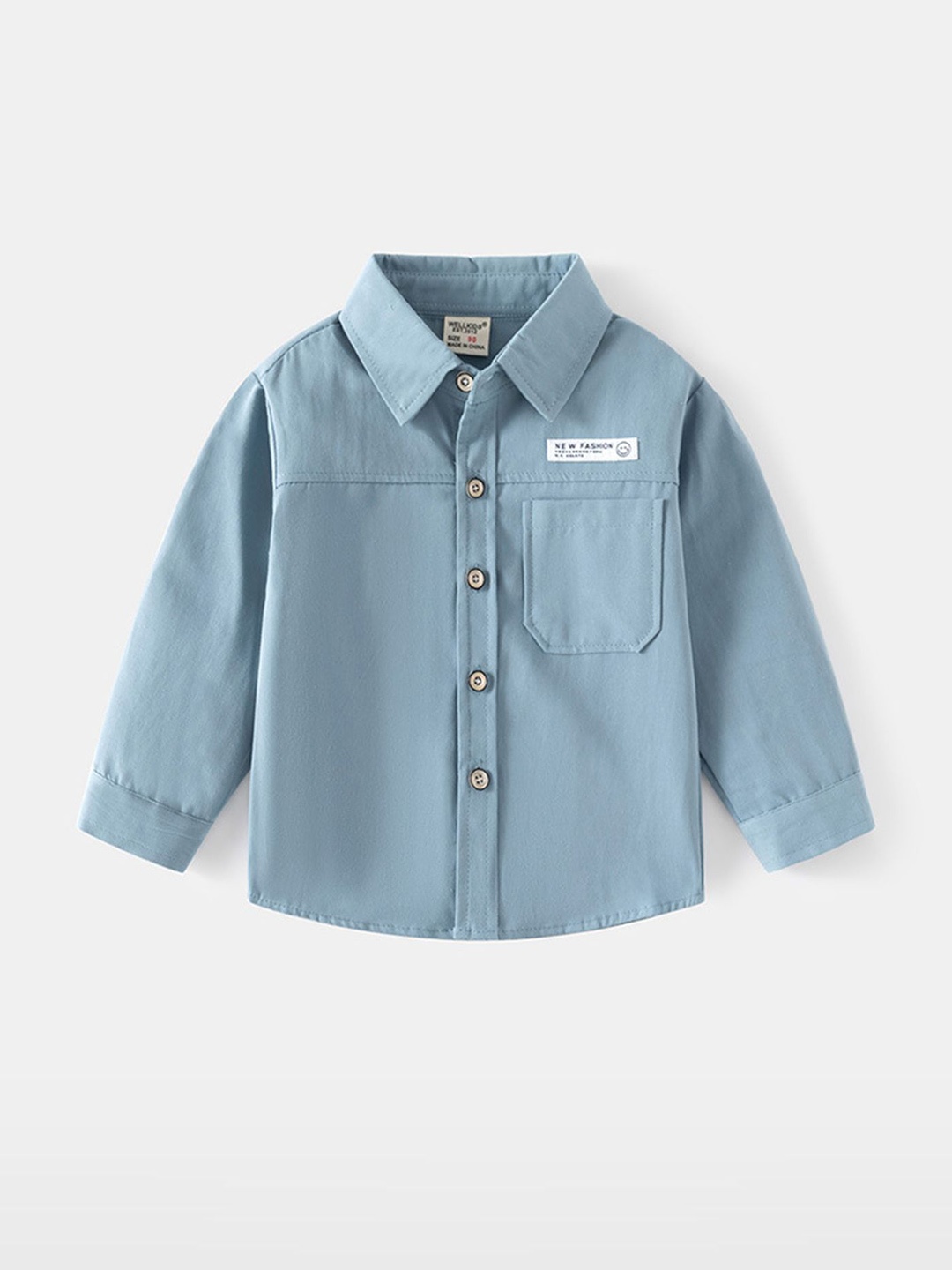 

LULU & SKY Boys Solid Spread Collar Cotton Casual Shirt, Blue