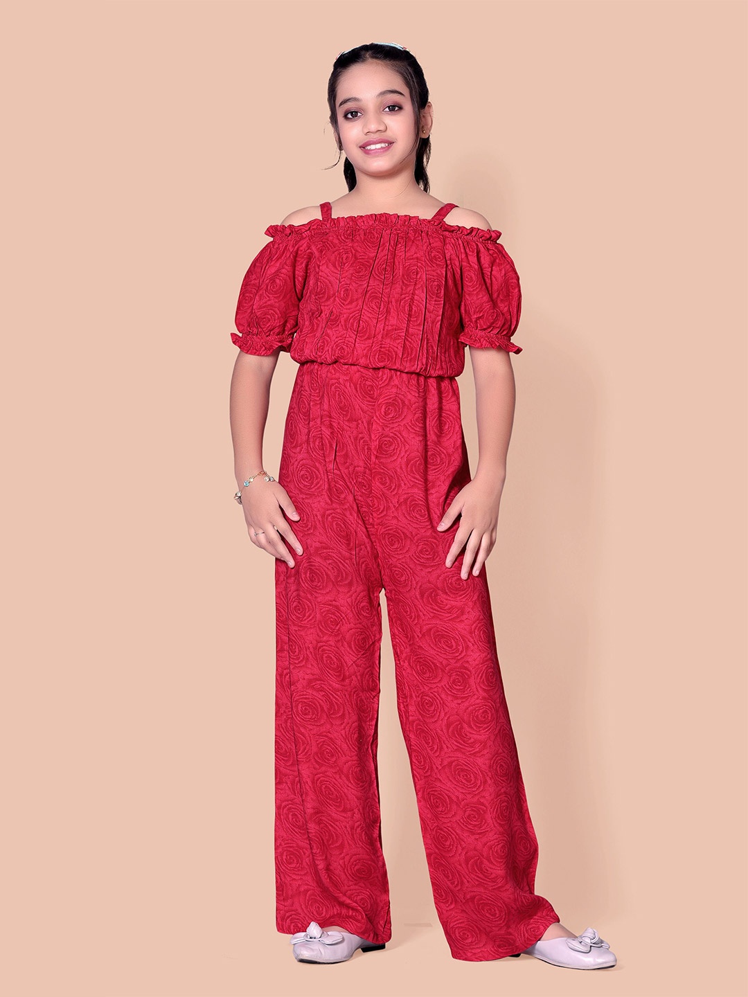 

Fabangel Girls Printed Jumpsuit, Red