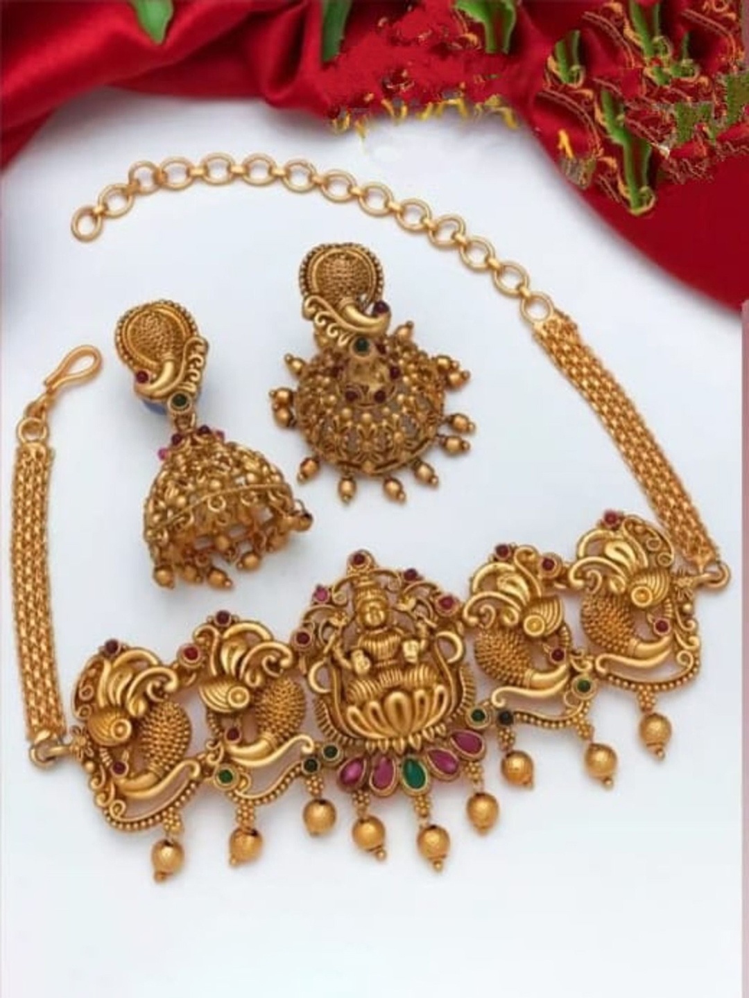 

Rujve Jewellery Gold-Plated Stone-Studded Jewellery Set
