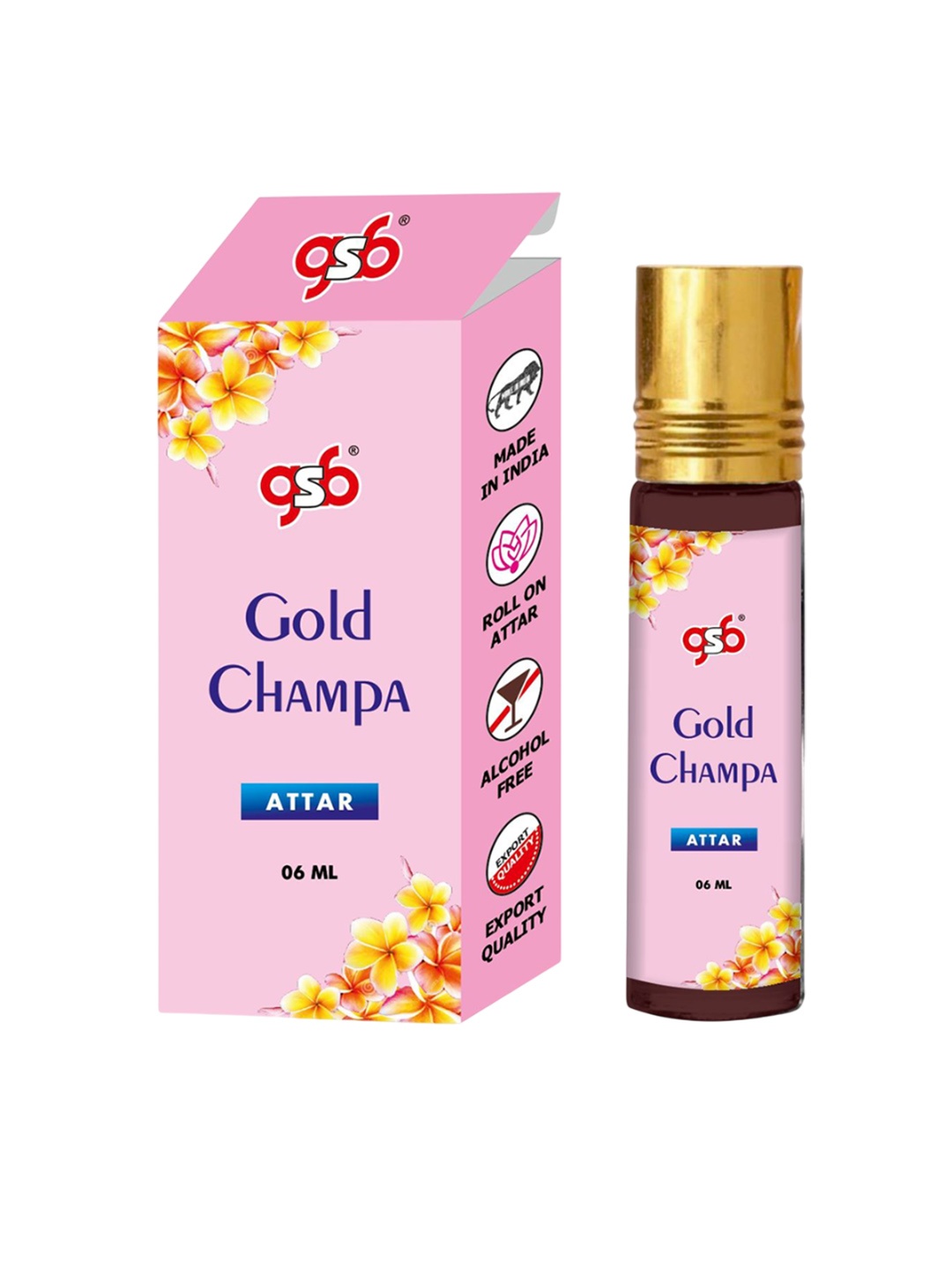

GSB Gold Champa Pure Natural Long Lasting Alcohol Free Attar 6 ml, Transparent
