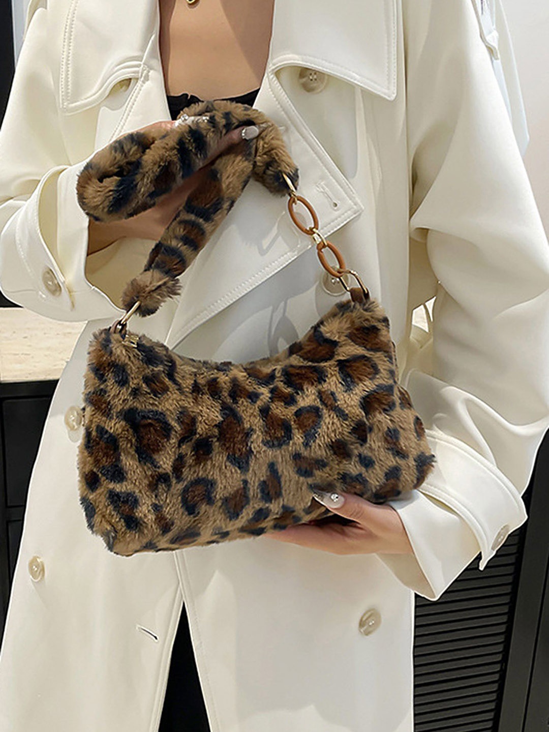 

LULU & SKY Printed Oversized Shopper Handheld Bag with Quilted, Brown