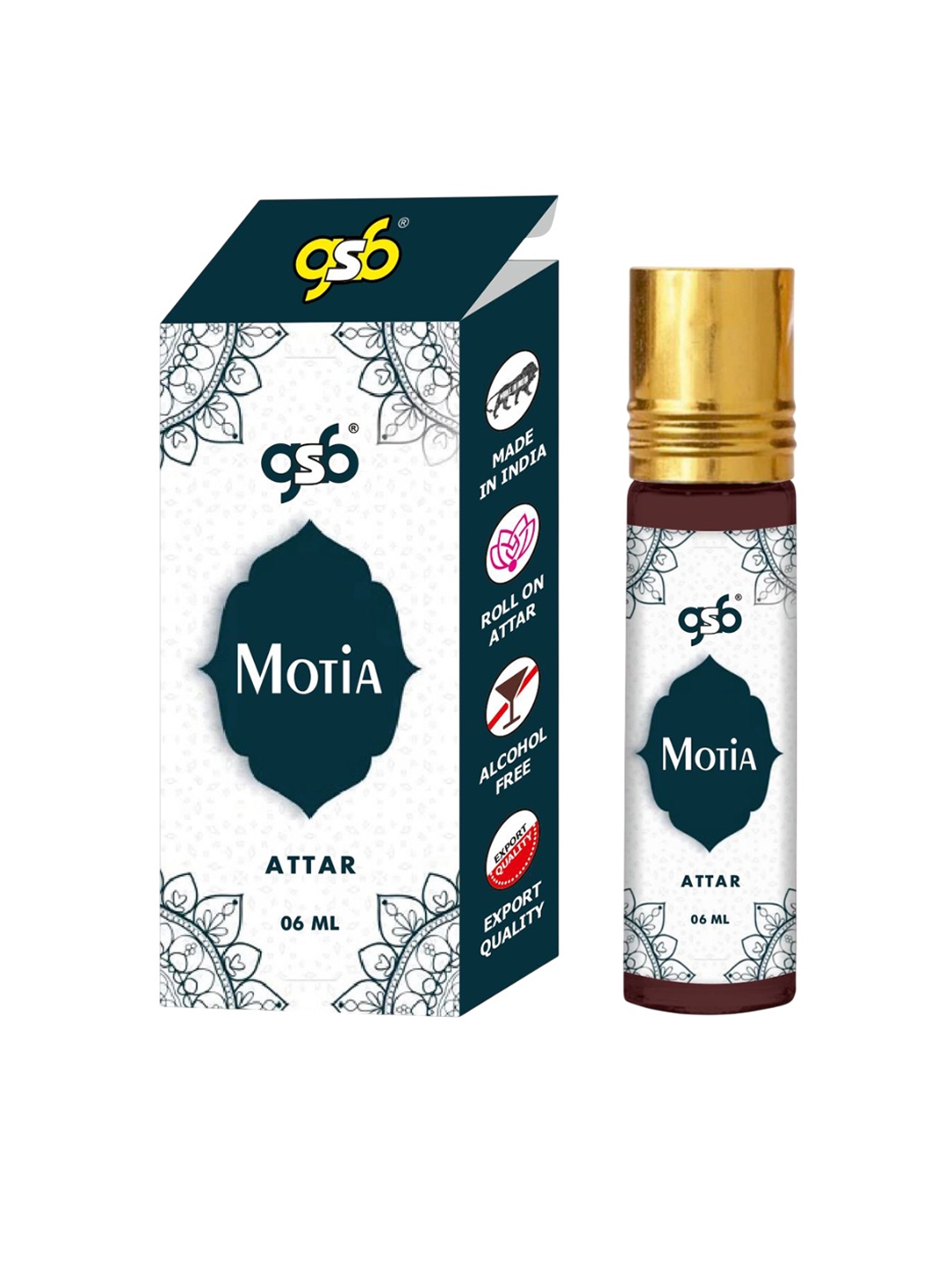 

GSB Motia Alcohol Free Long Lasting Roll On Attar - 6 ml, Brown