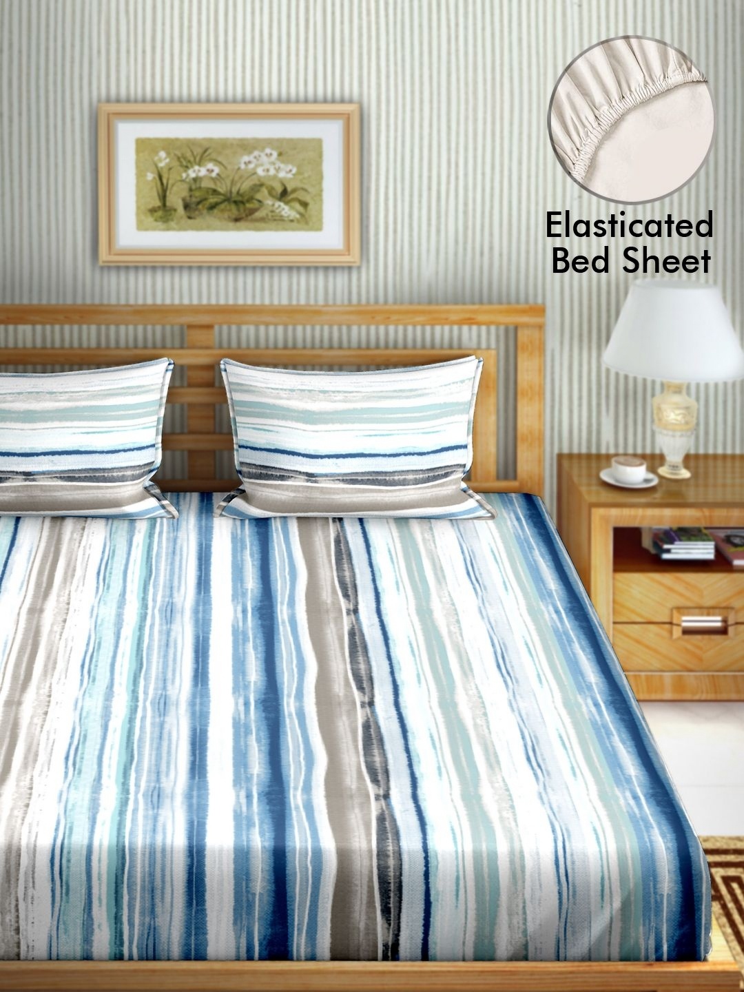 

Myntra Elegant Homes Blue Printed 180 TC Pure Cototn Queen Bedsheet Set 1.82 m x 2 m